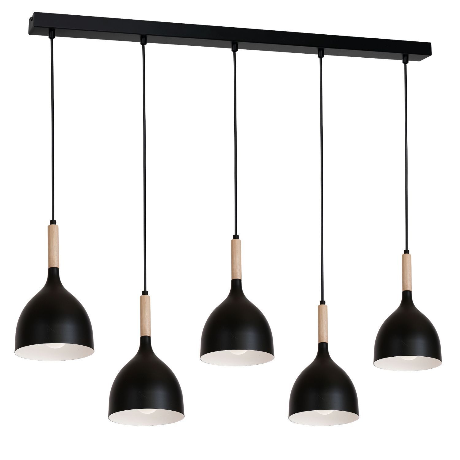 Lampe à suspendre métal bois Scandinave noir E27 5