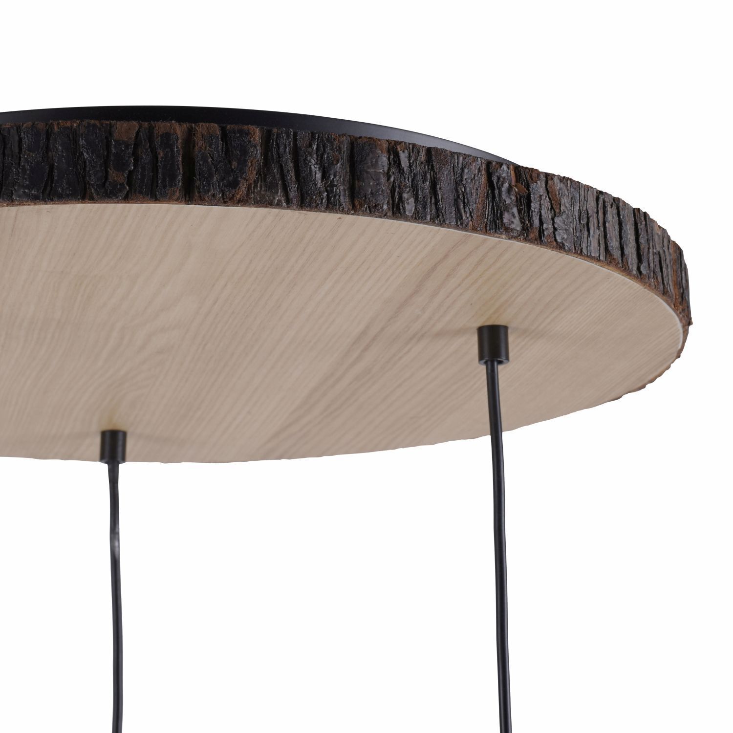 Lampe à suspendre 3 flammes bois tissu L:52 cm E27 faible éblouissement