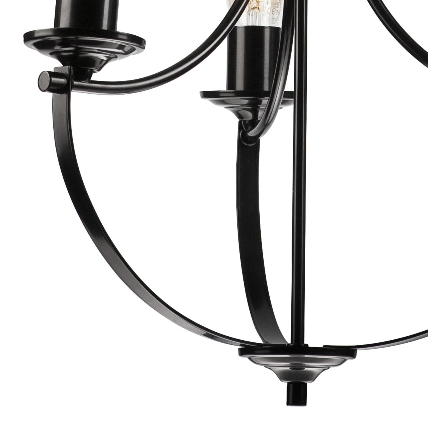 Lustre Noir Métal Ø 42 cm 3-flammes E27 Rustique