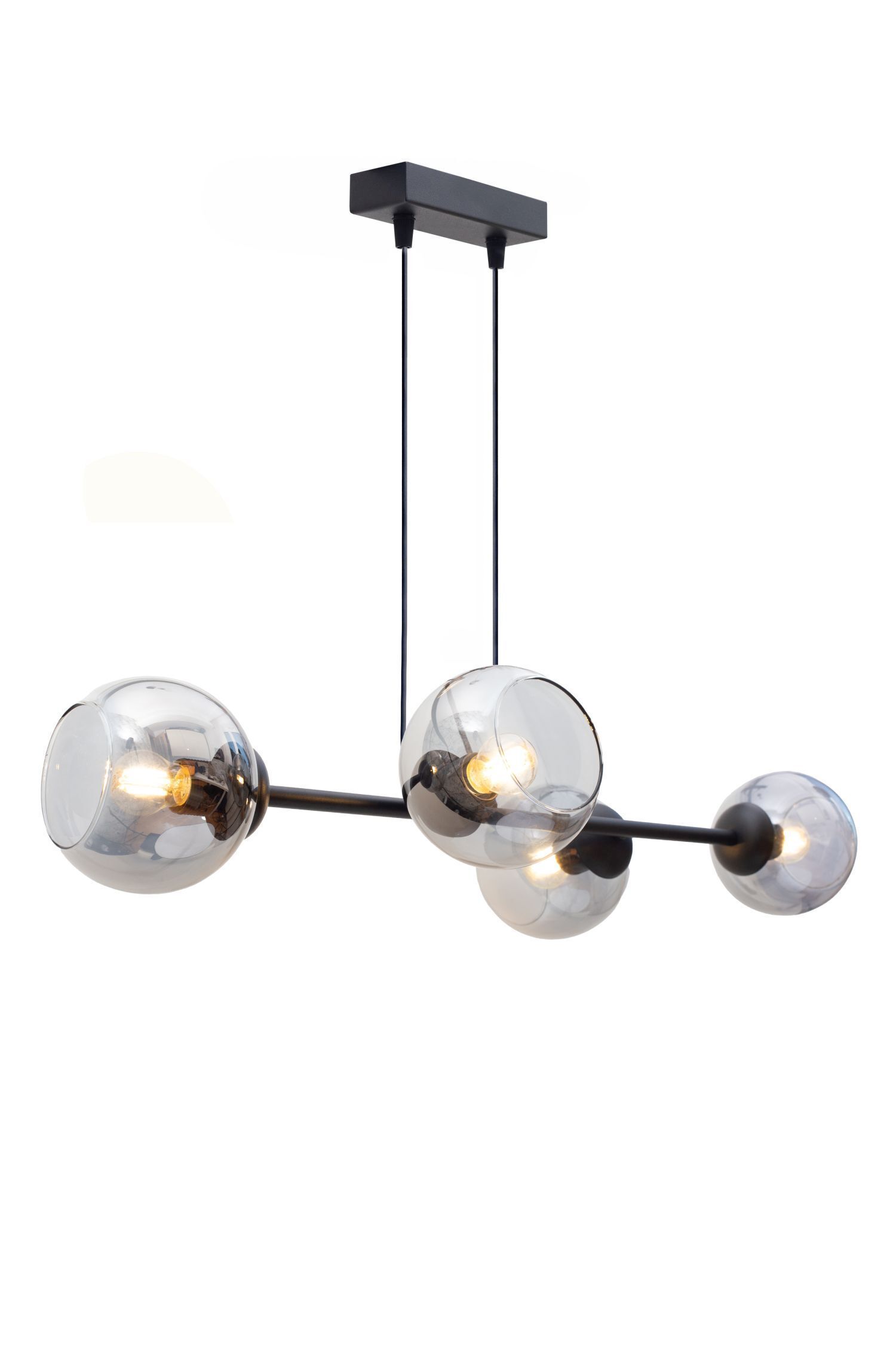 Lampe à suspendre métal verre fumé faible éblouissement E27 4-flamme