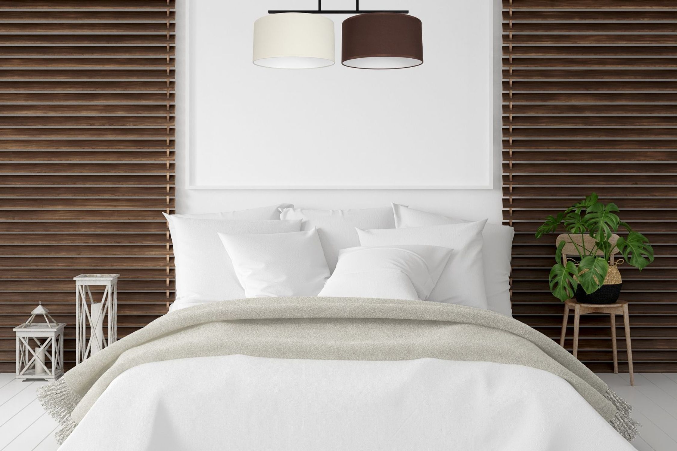 Blendarme Plafonnier Tissu Ecru Marron E27 L:70 cm Innenarchitektur, Kissen, Dekoration für Zuhause, Pflanze