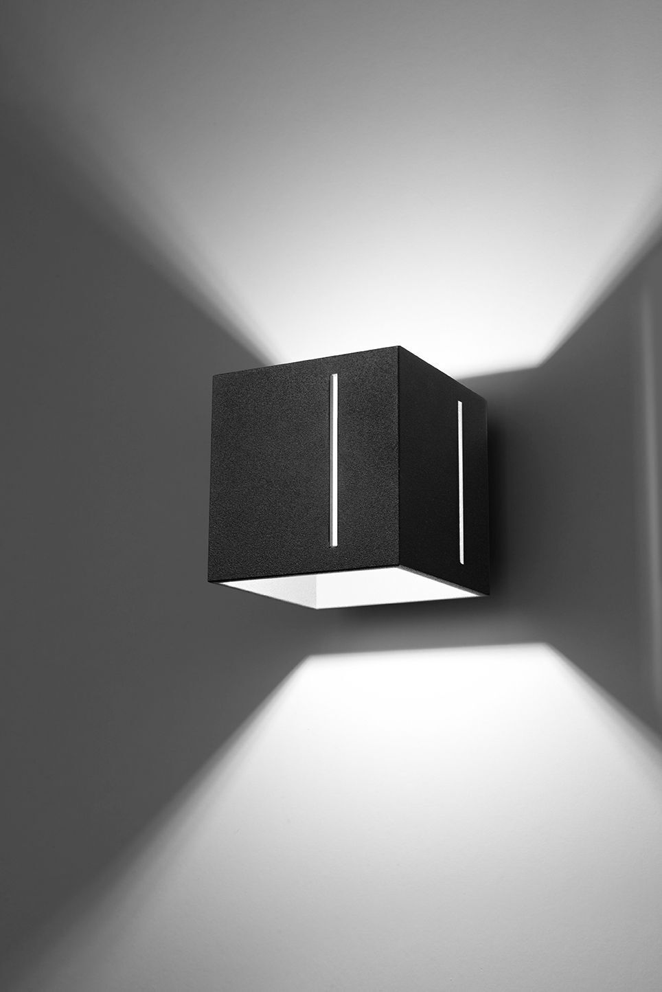 Up Down Applique Noir L:10cm carré Aluminium