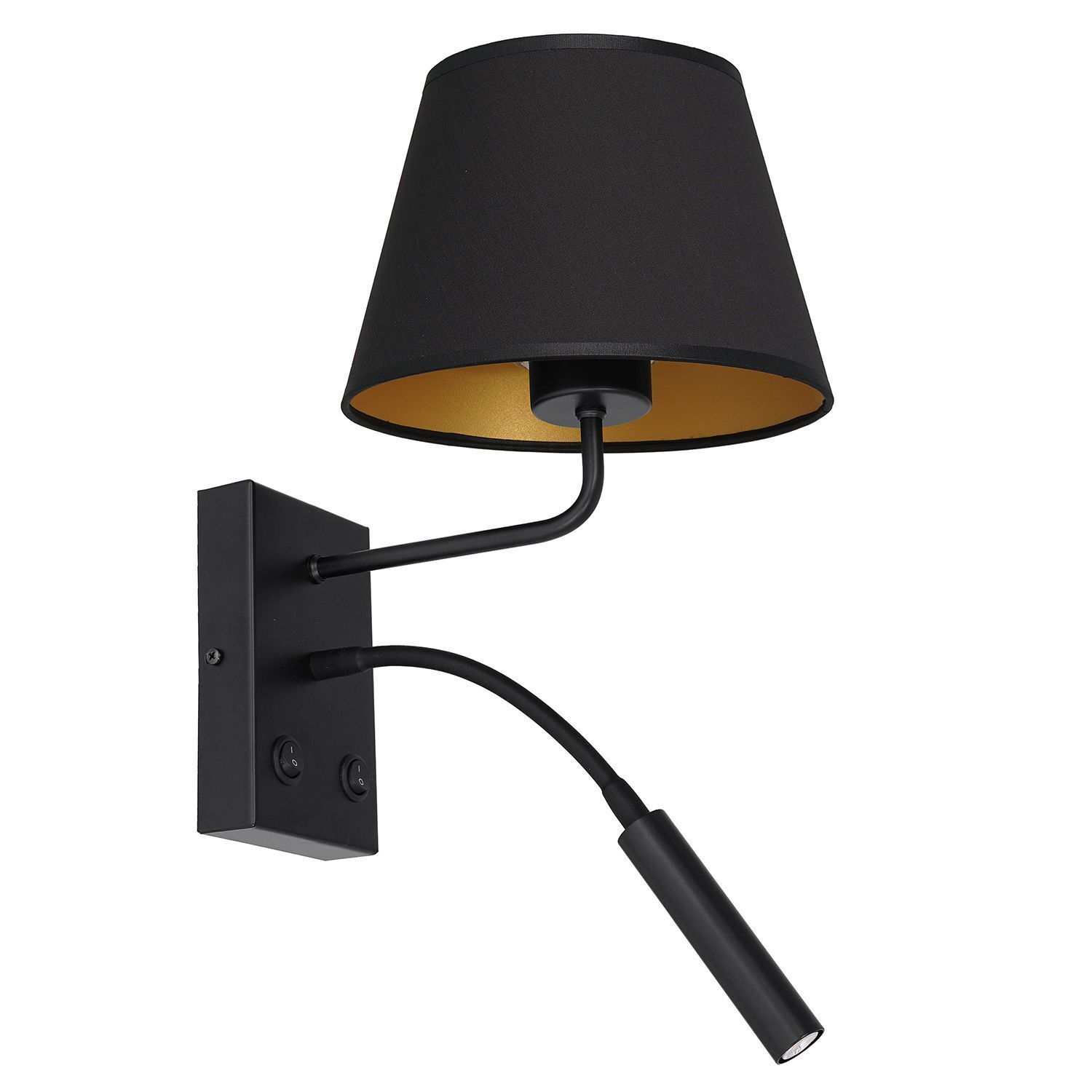 Applique murale noir or tissu conique bras de lecture E27 G9 Lampe, Lampenschirm