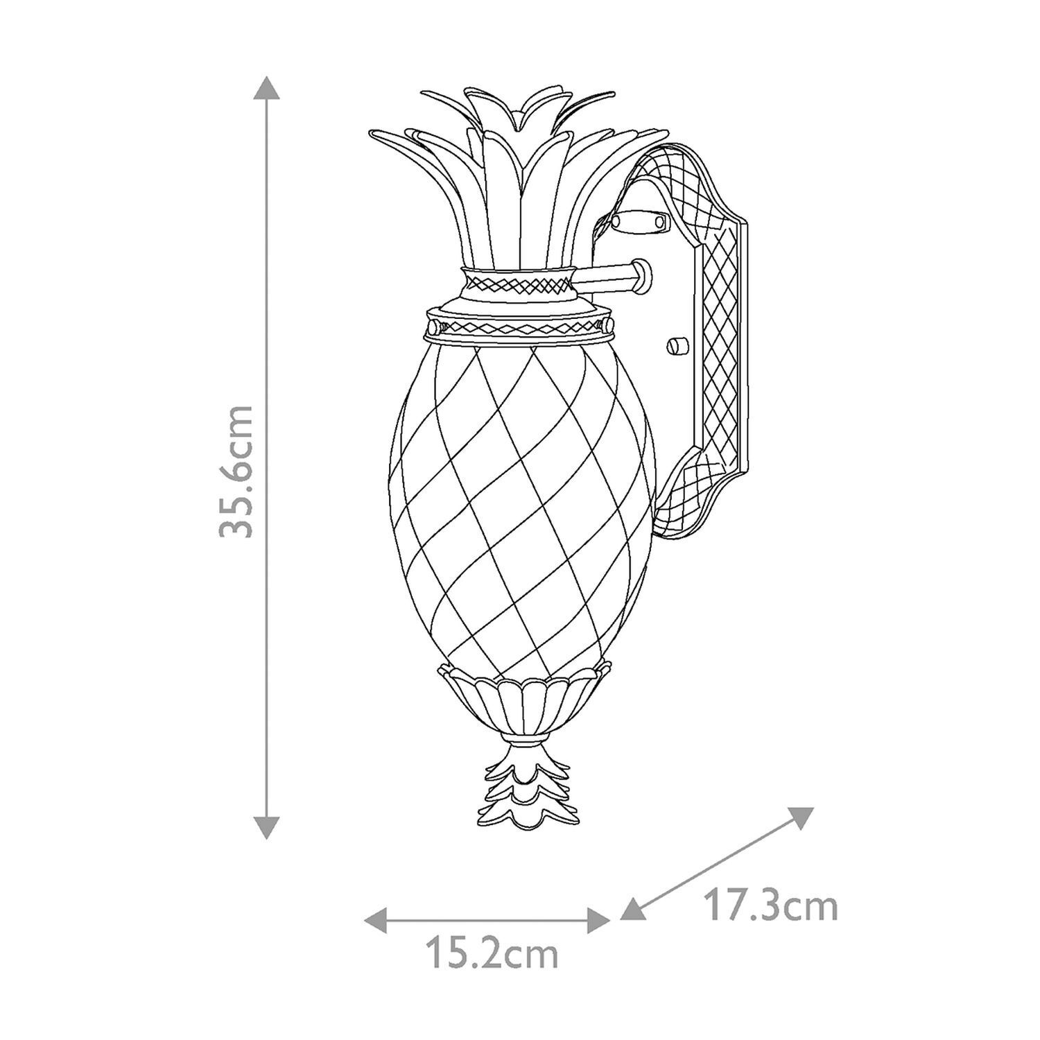 Lampe murale d'extérieur en bronze antique IP44 décorative design ananas