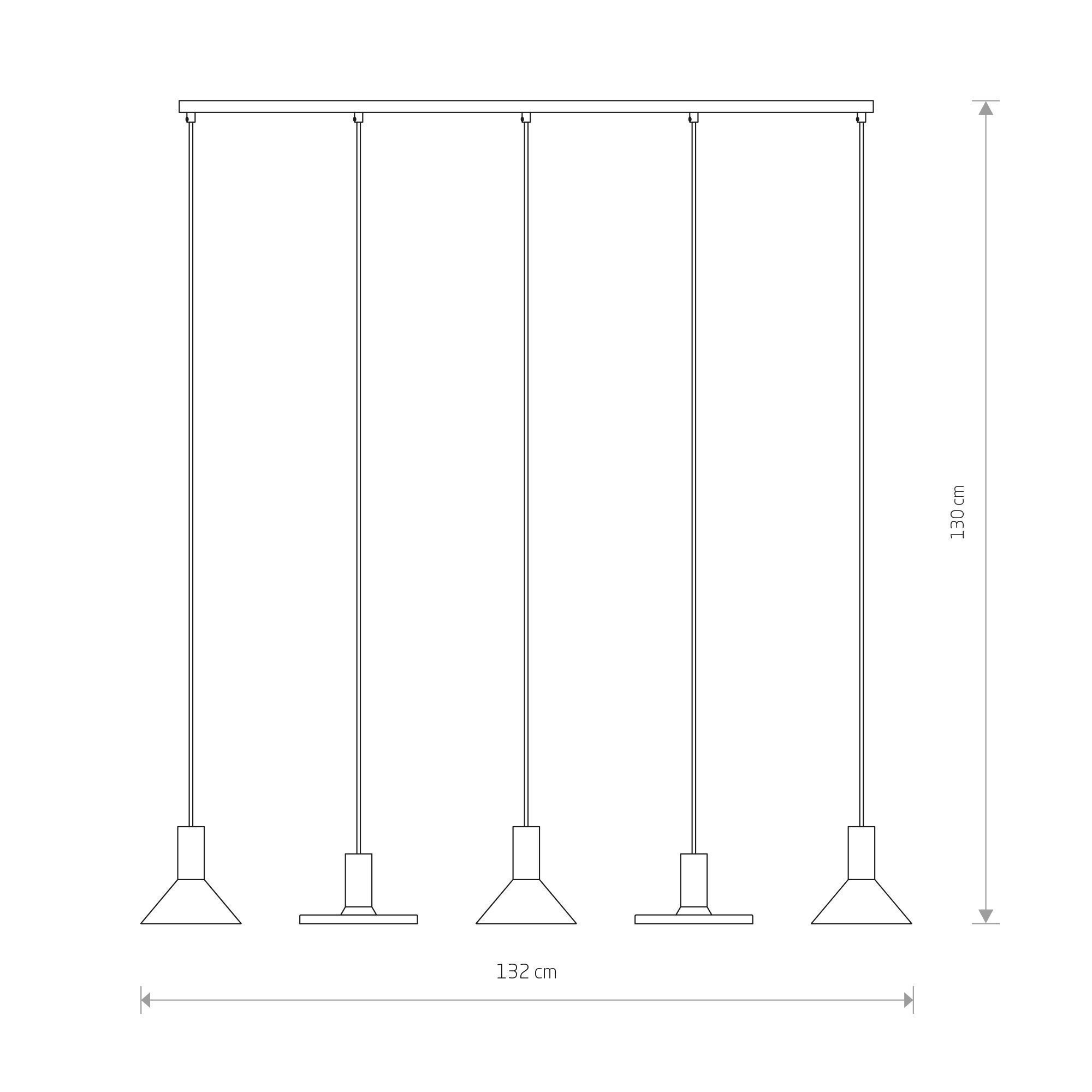 Schwarze Pendelleuchte lang 132cm Metall groß 5-flammig pendant lights, hängende lampe, deckenlampe, mehrfach lampe, Seildesign