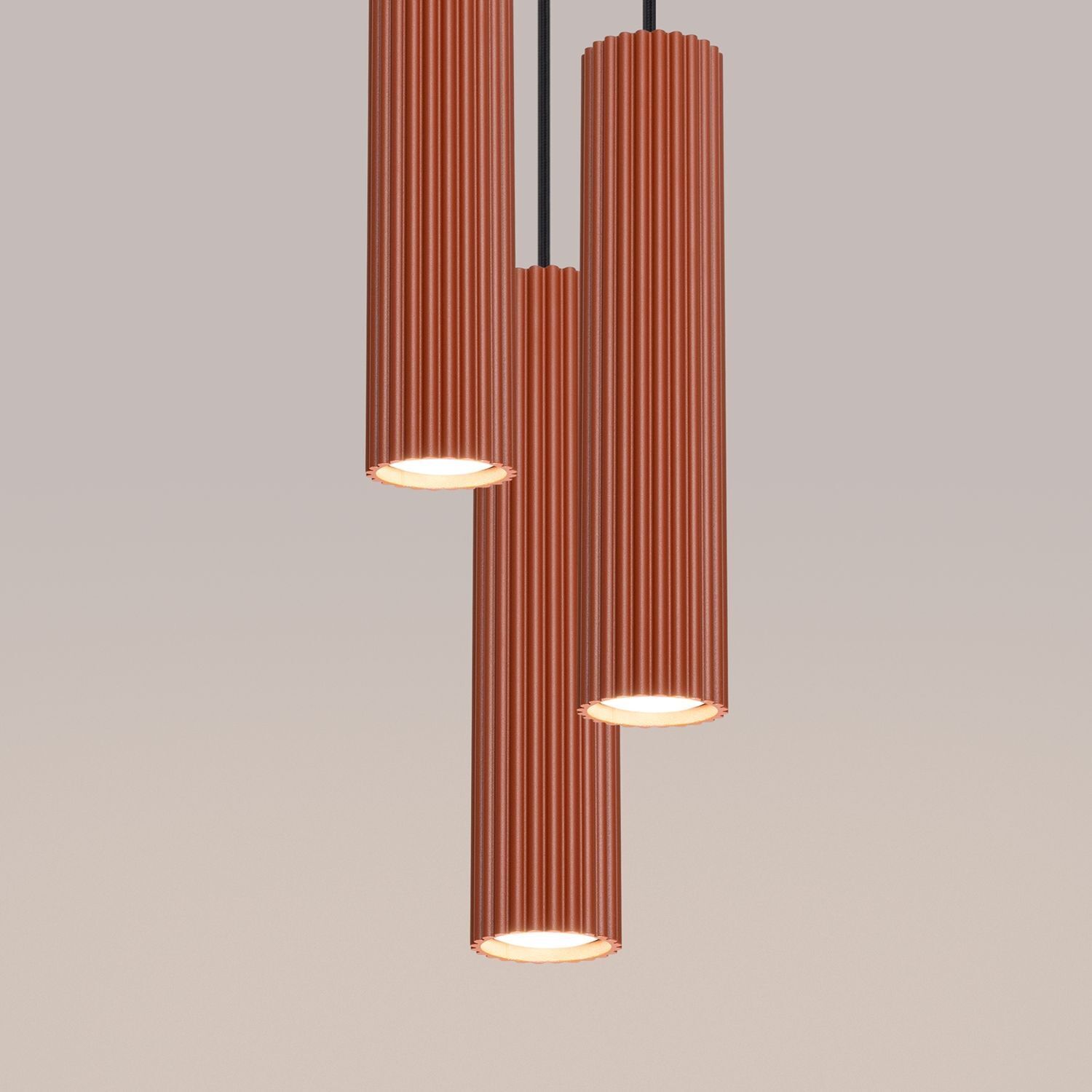 Pendelleuchte 3-flammig GU10 Rot aus Aluminium B: 19,5 cm Leuchter, Lampe