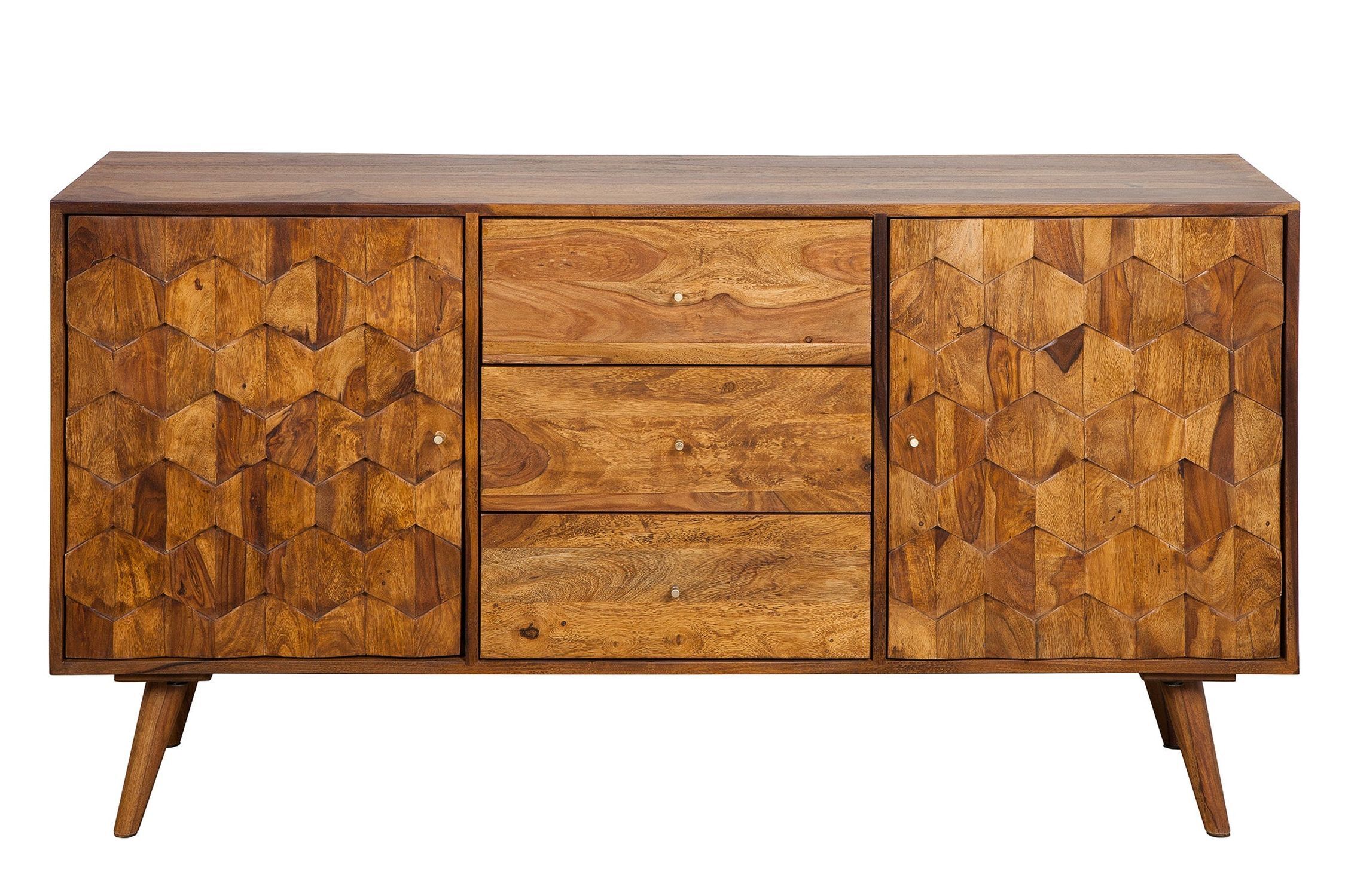 Buffet en bois de sheesham 145 x 75 cm Façades 3D rétro