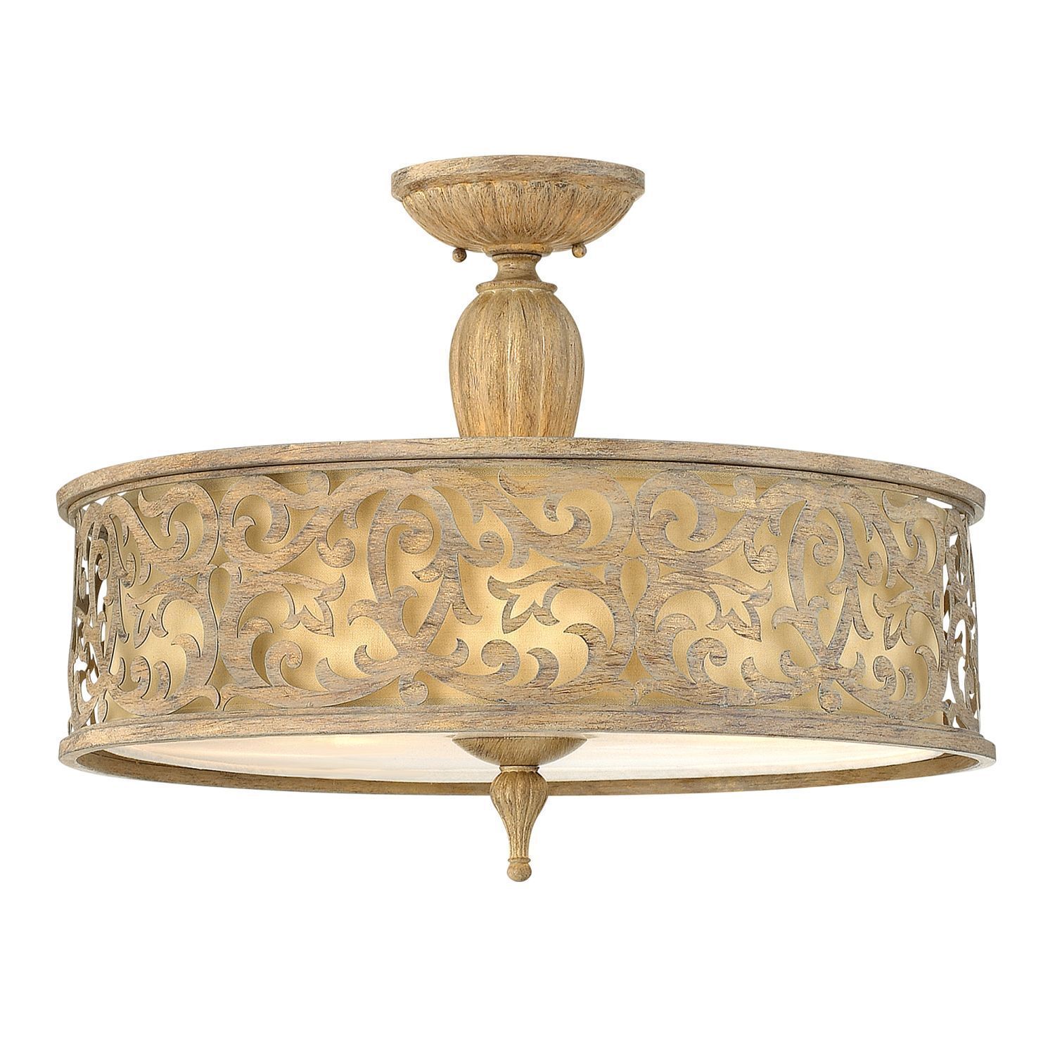 Plafonnier salon vintage rond métal lin