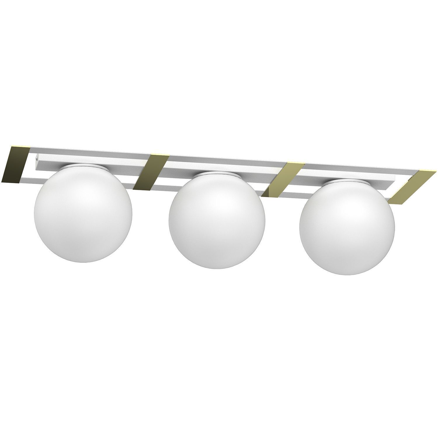 Plafonnier Boules de verre Métal en blanc or E27 L:70 cm
