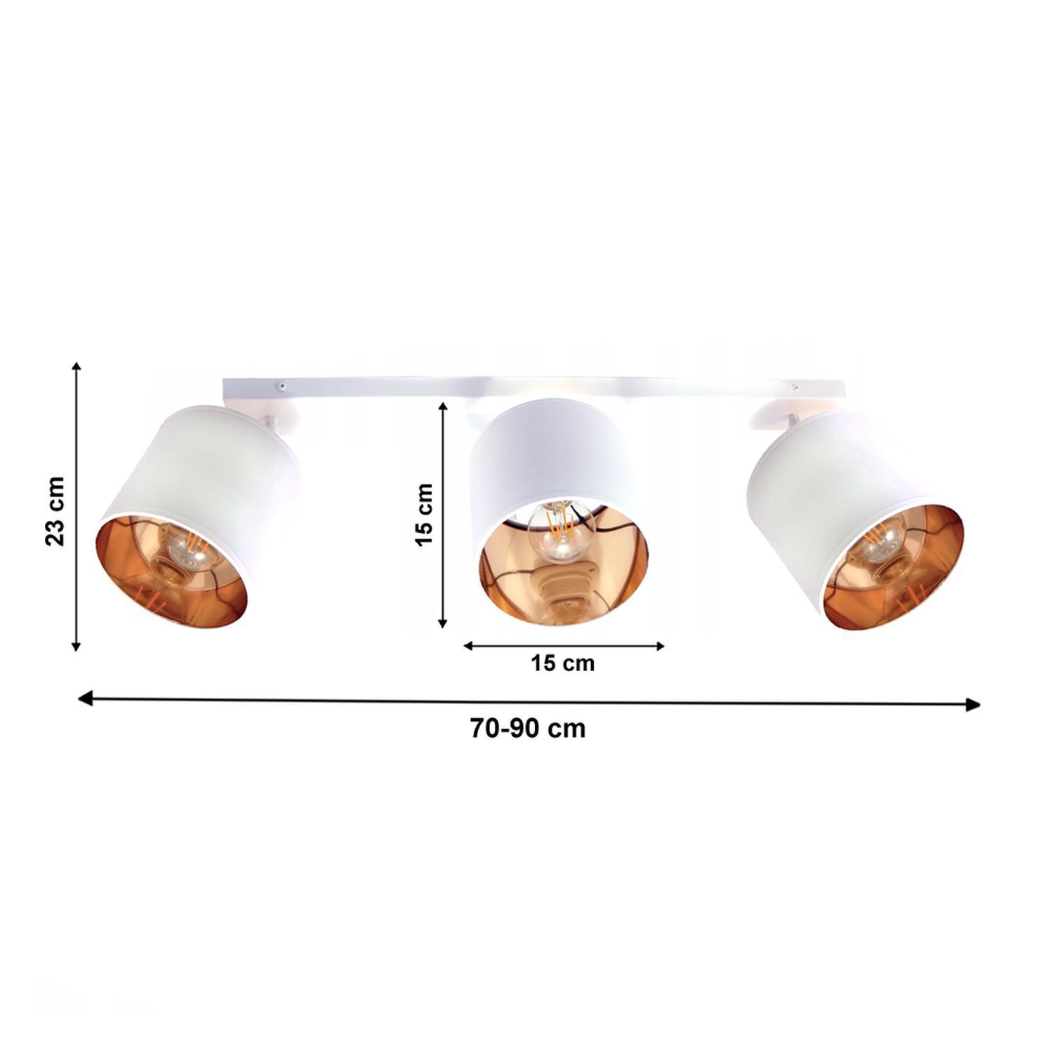 Deckenleuchte, Wandstrahler, Drei Spots, Metall, Kupferfinish