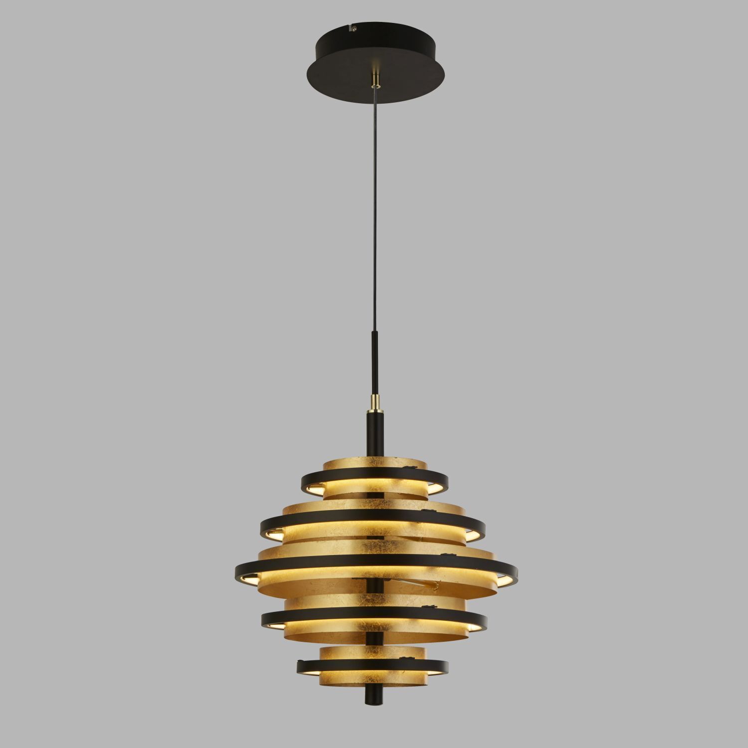 Suspension LED Noir Or 2700 K rond Ø 40 cm Métal