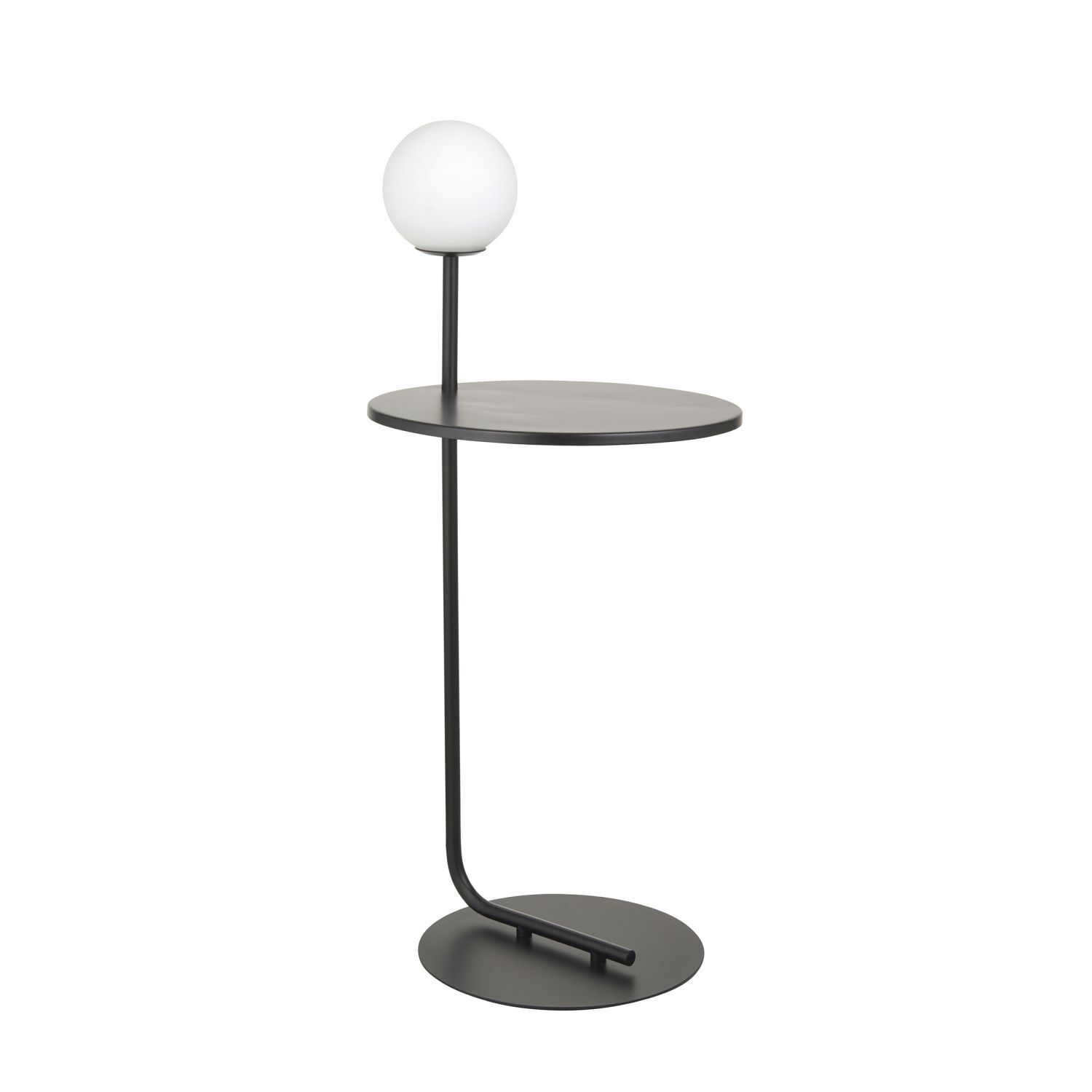 Lampe de sol avec tablette Métal Verre 81 cm Noir Blanc G9