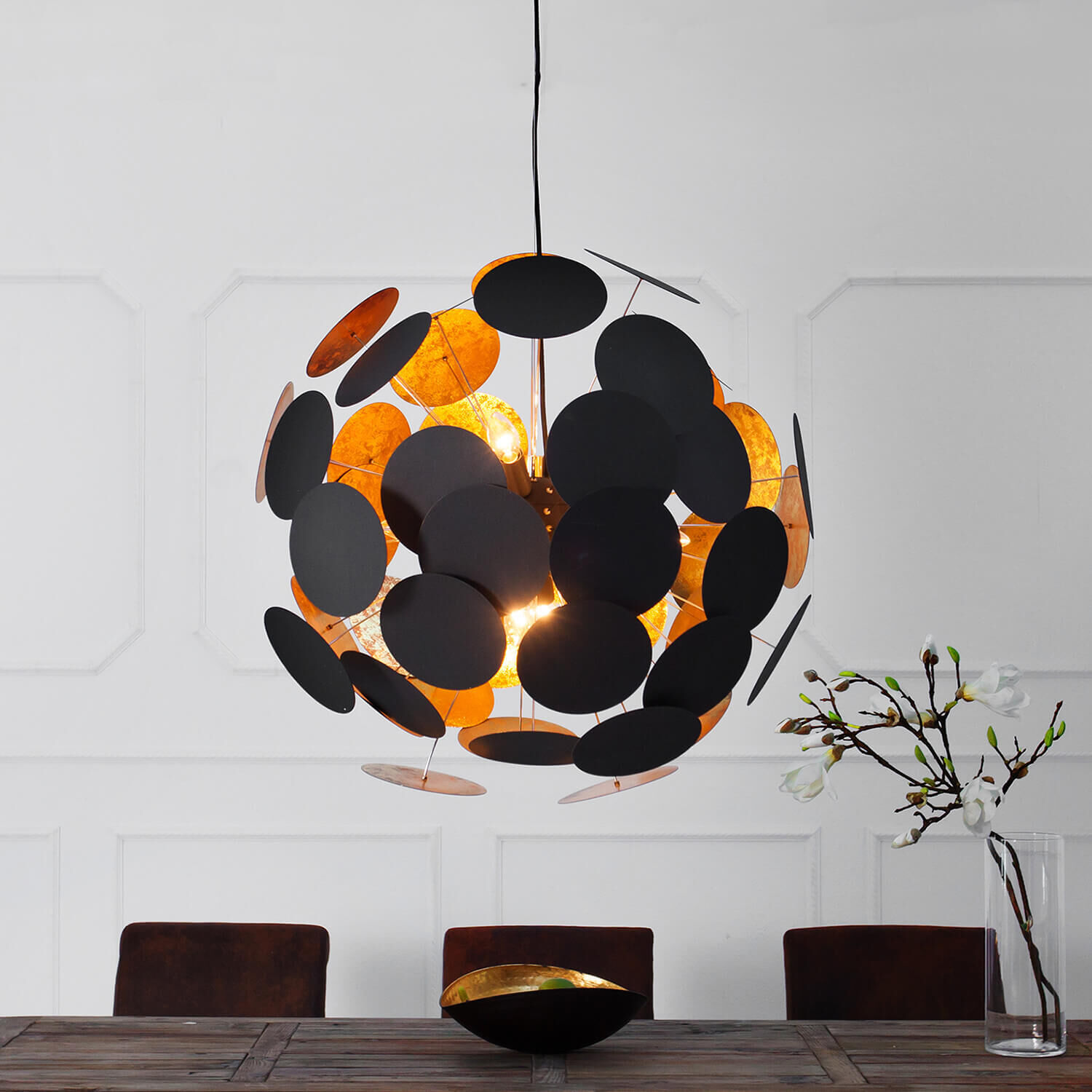 Lampe de salon Lampe design ronde noire