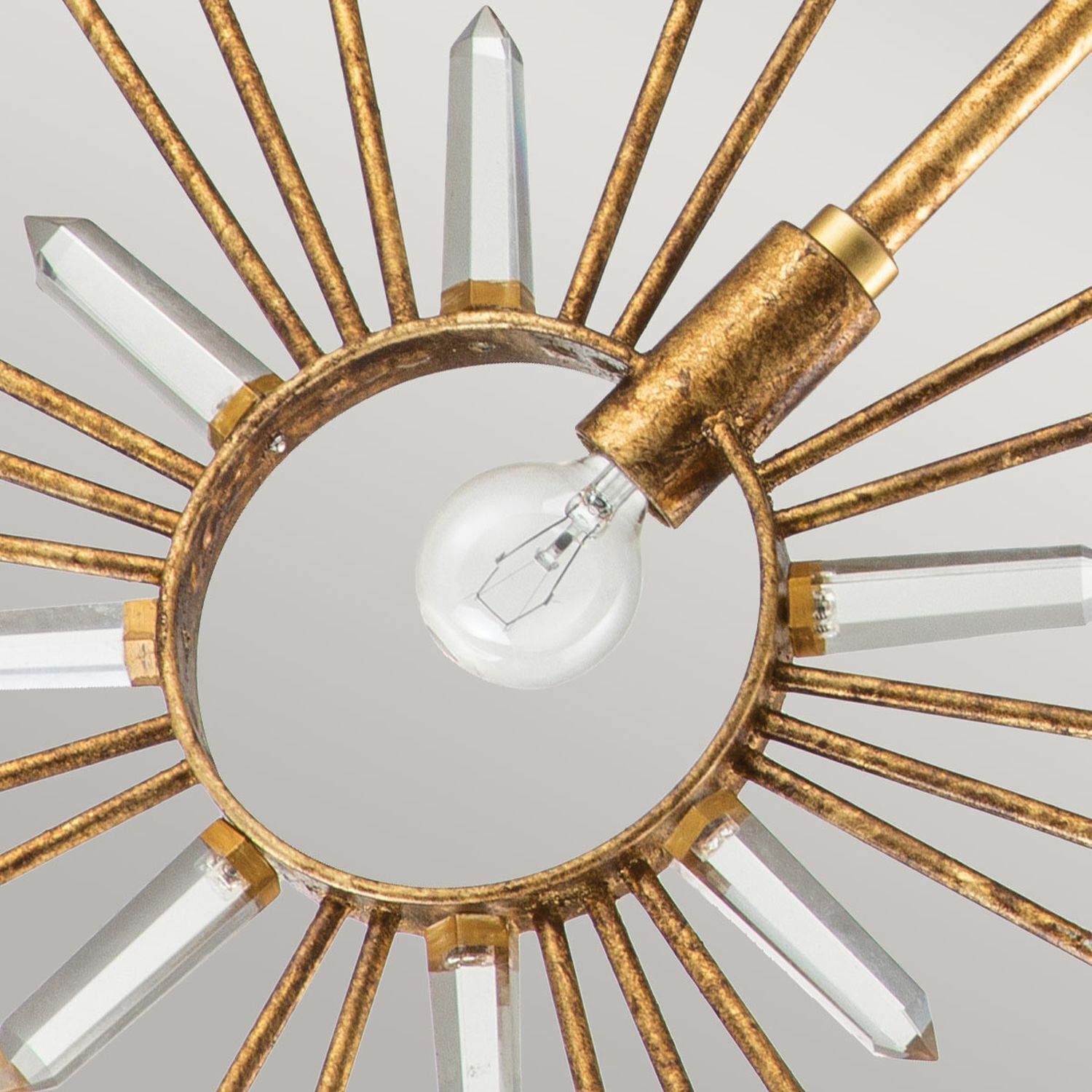 Lampe à suspendre Or L : 30,5 cm H : max. 127 cm Métal Cristal