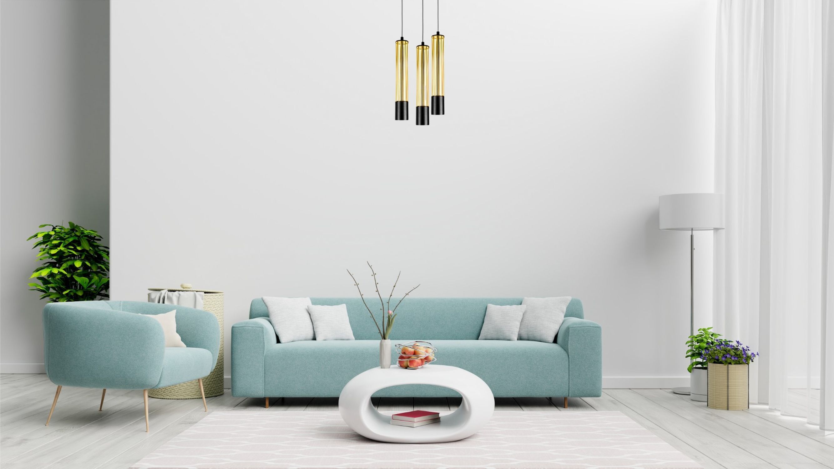 Lampe à suspendre métal GU10 Ø35 cm noir or 3 flammes