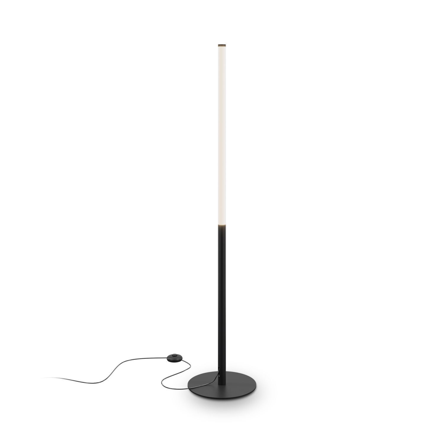 Lampadaire LED métal aluminium 130 cm noir blanc rond