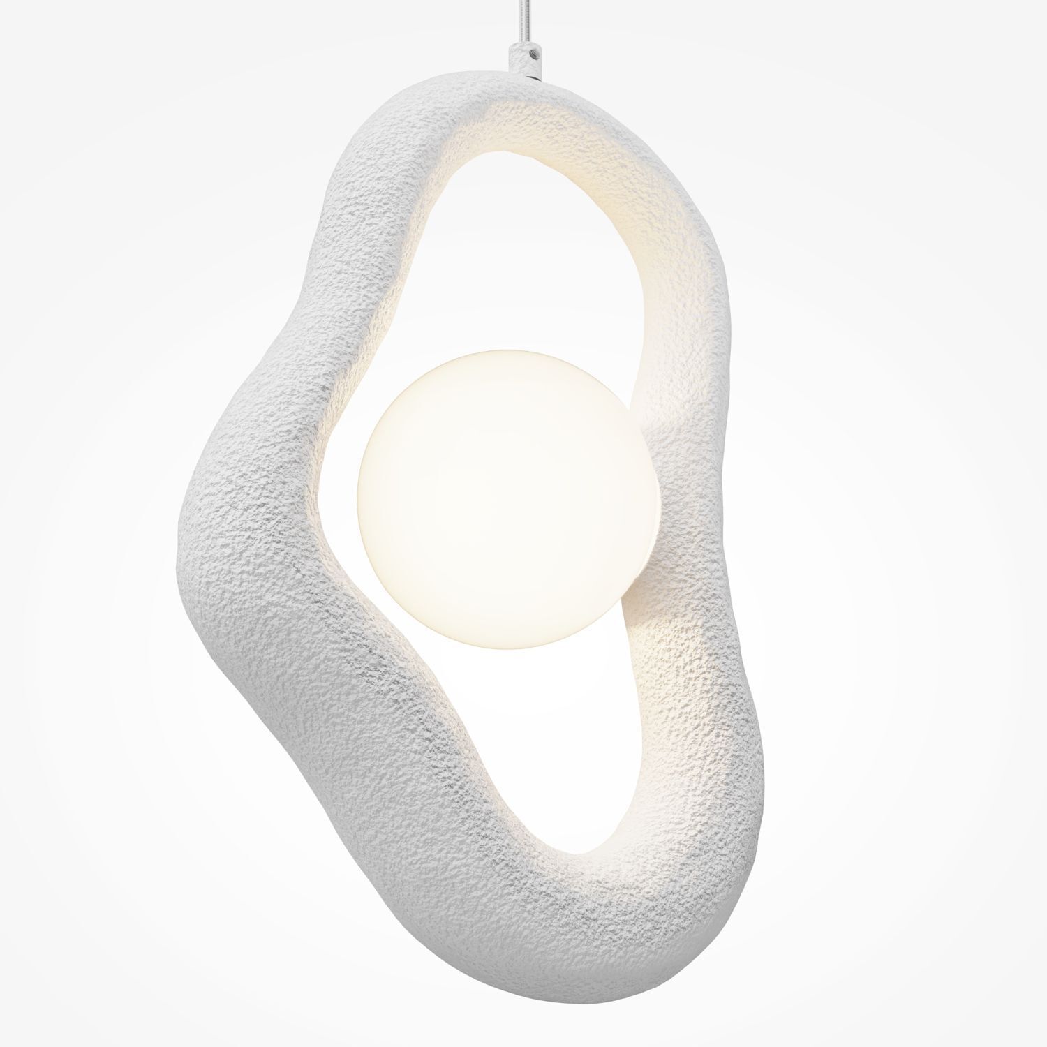 Hängelampe, LED-Lampe, weiß, Kugellicht, Kunststoffstruktur