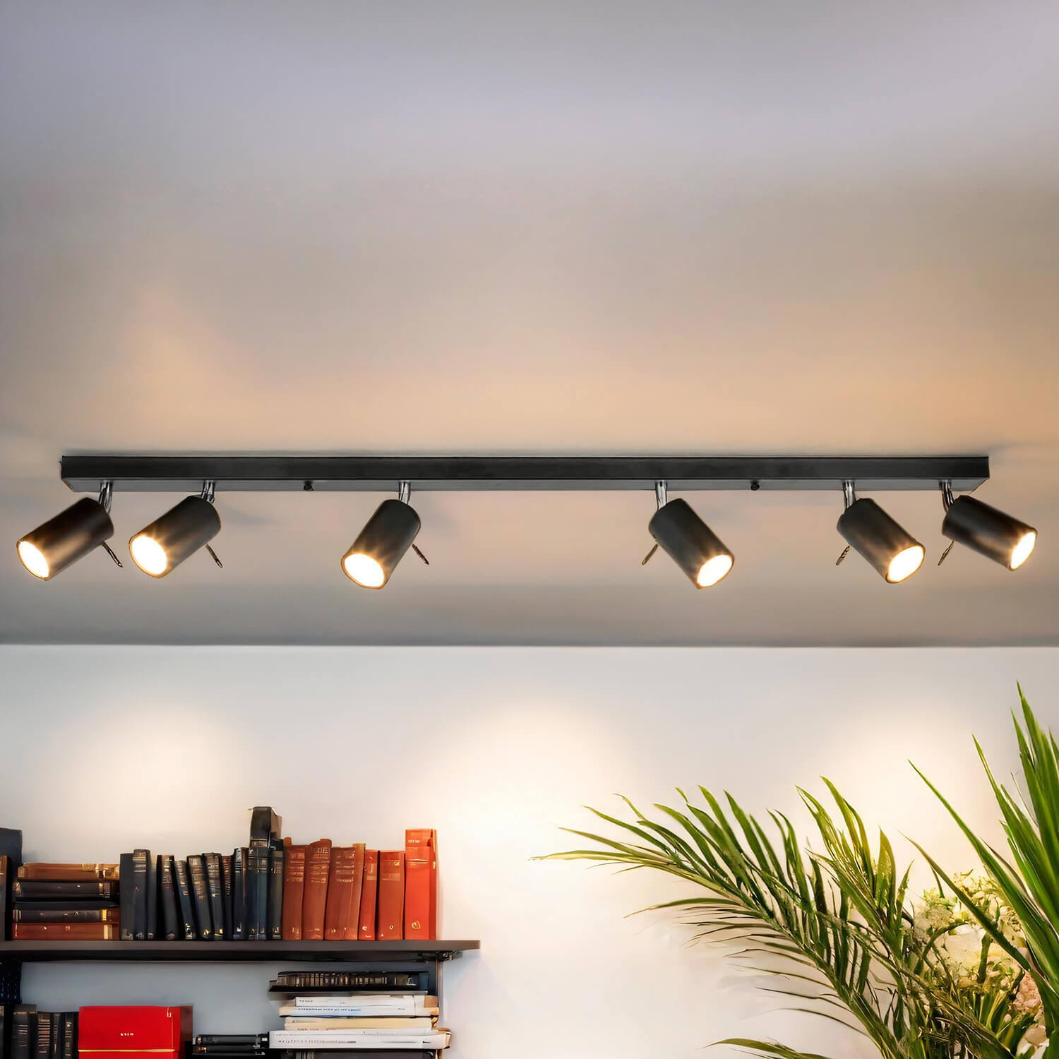 Deckenstrahler Schwarz Metall 6-flammig 118 cm schwenkbar Lampe, Mobiliar