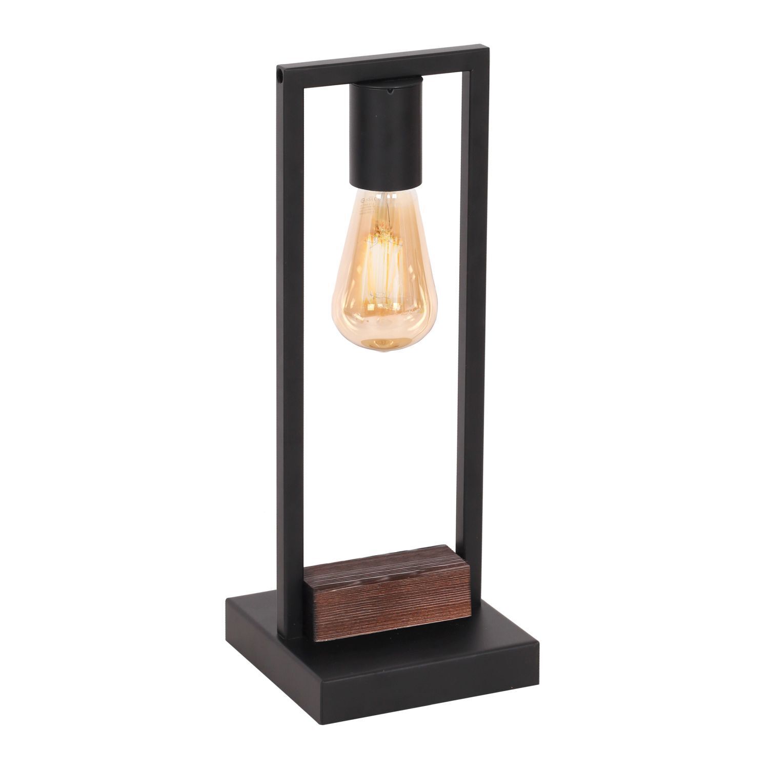 Lampe de table noir marron 42 cm métal bois pour E27