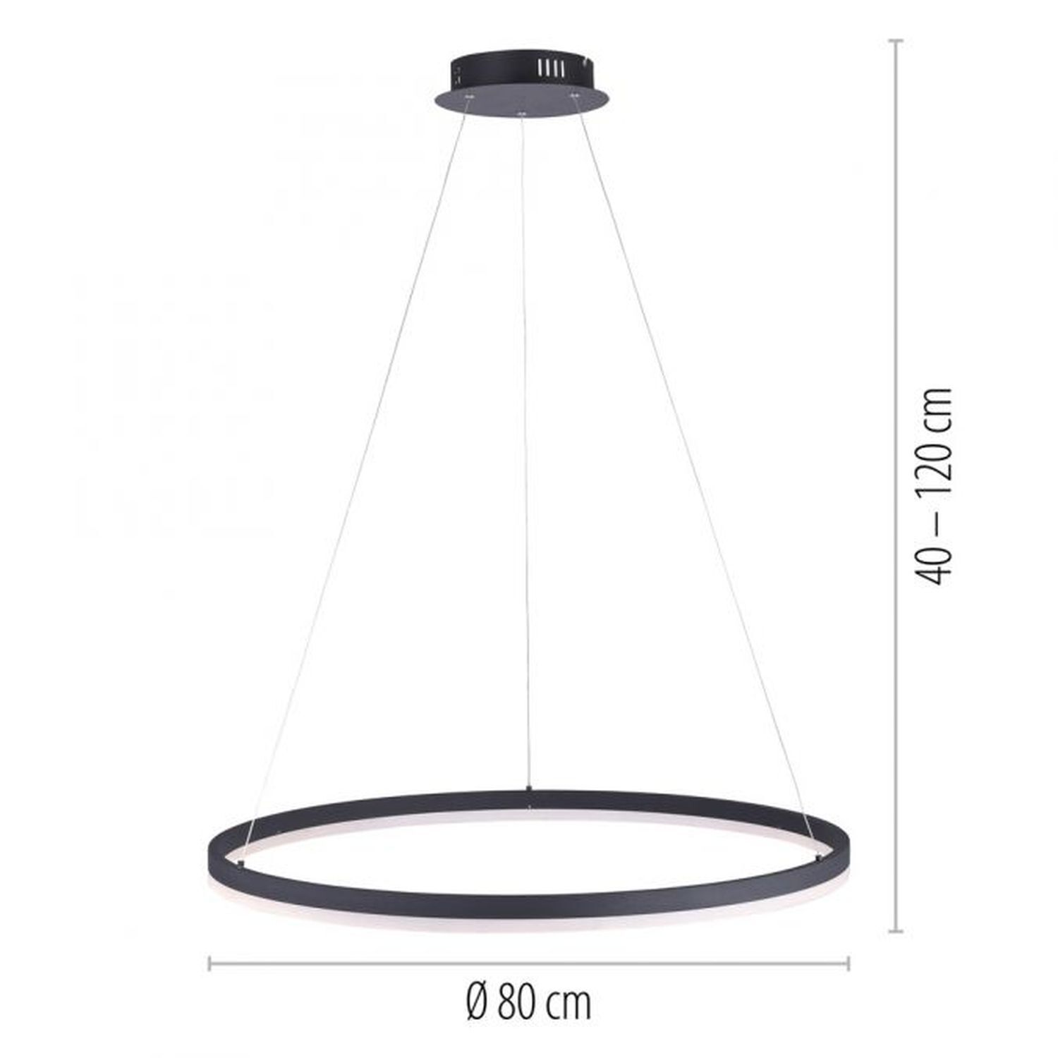 Suspension LED Anthracite dimmable 3000 K Ø80 cm Anneau Lampe, Kronleuchter