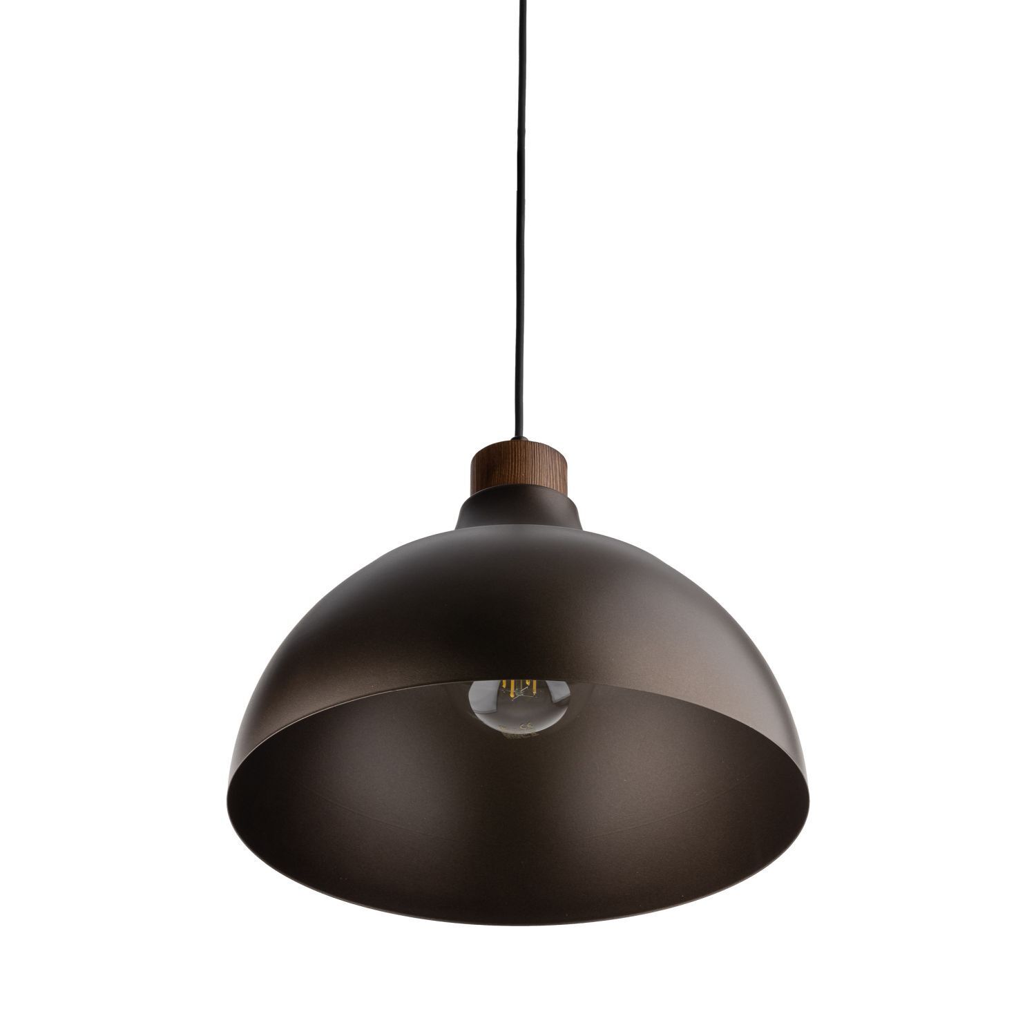 Suspension Marron Métal Bois D : 34 cm rond E27 Retro Leuchte, Lampe, Deckenleuchte