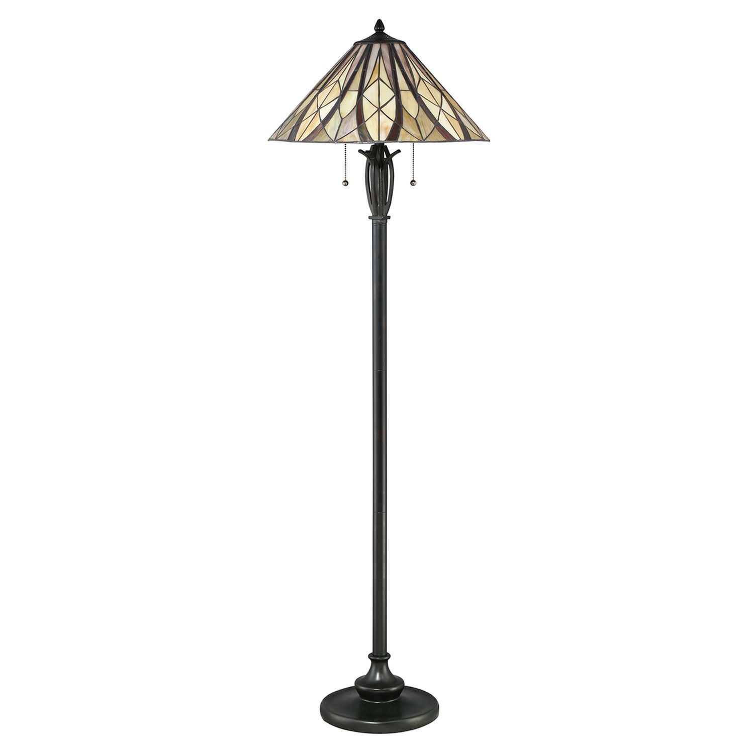 Lampe sur pied style Tiffany 149cm Suspension à tirage E27 Verre Métal Lampe, Tischlampe