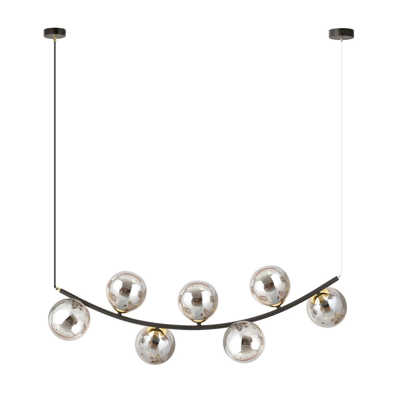 Lampe à suspendre métal verre fumé L : 95 cm H : max. 100 cm 7x E14