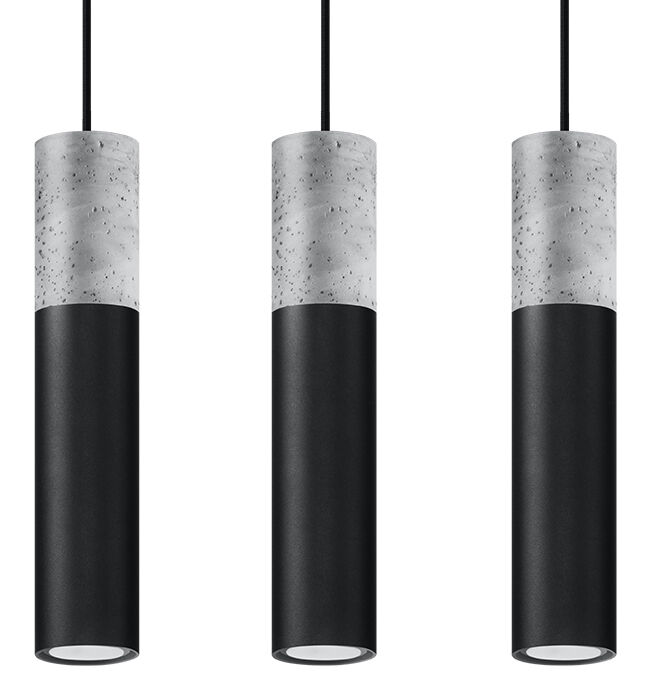 Suspension moderne métal béton 3 flammes GU10