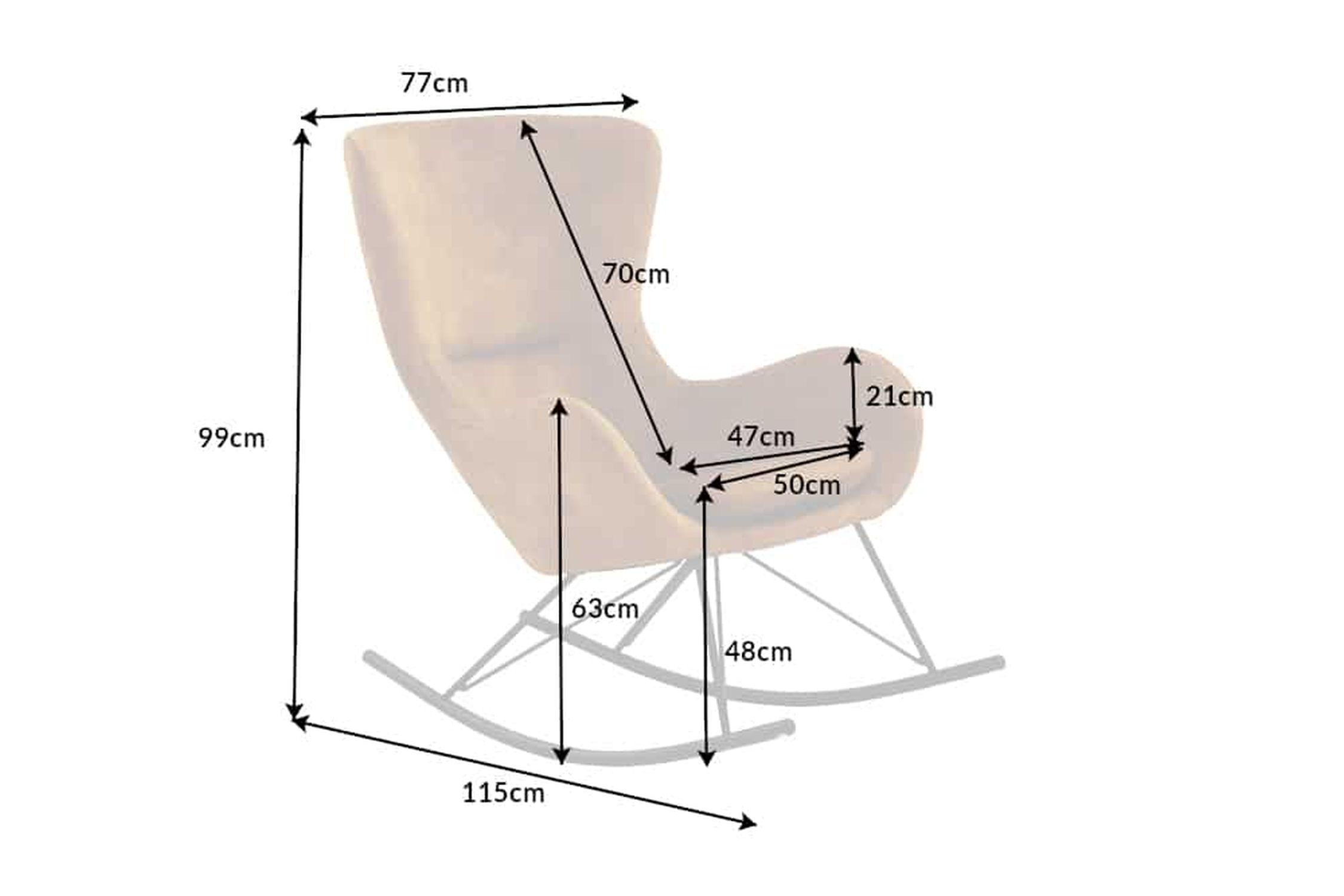 Chaise à bascule Jaune Noir pour lire au calme en velours métal Moebel, Schaukelstuhl