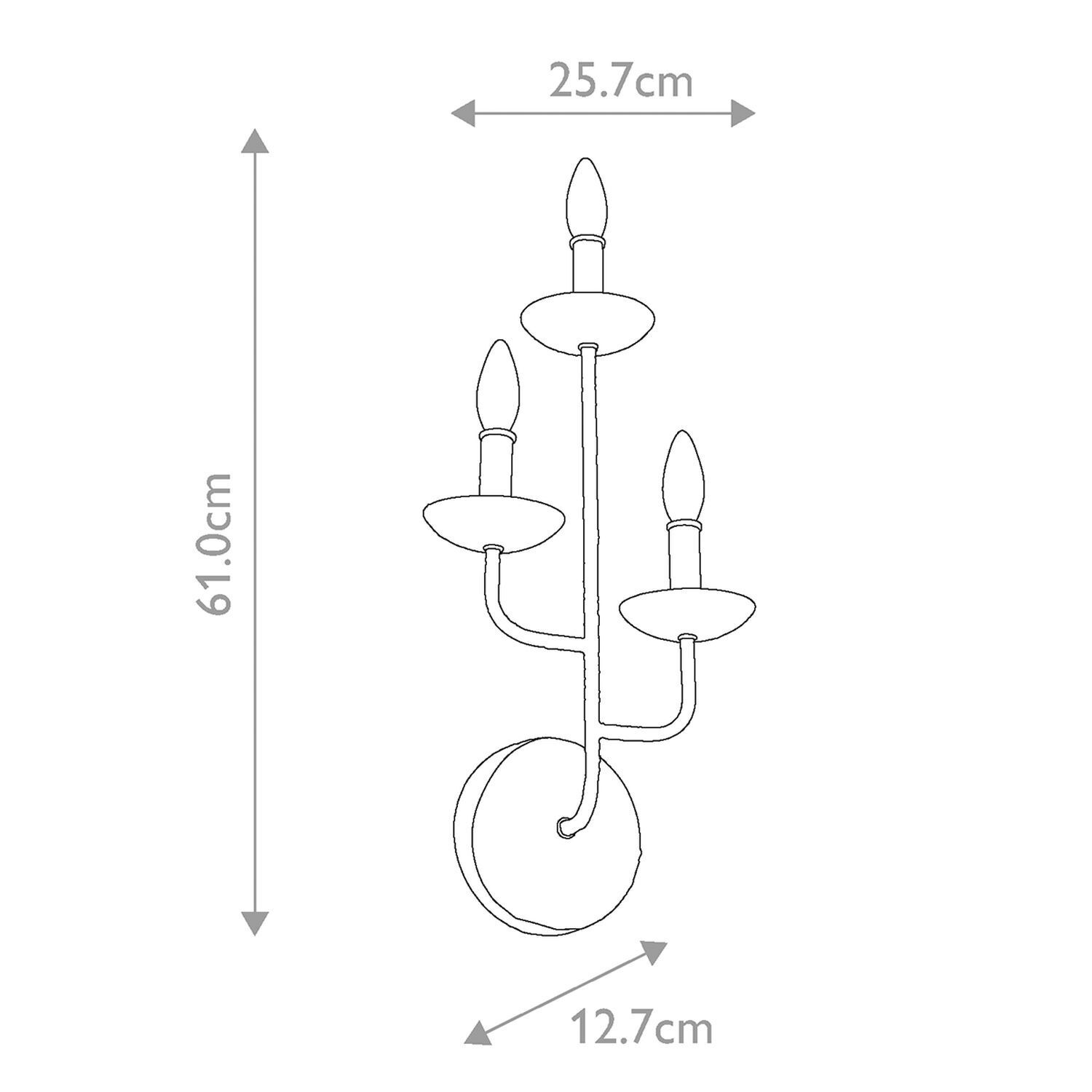 Applique métallique hauteur 61 cm blanc E14 3 flammes EIRA