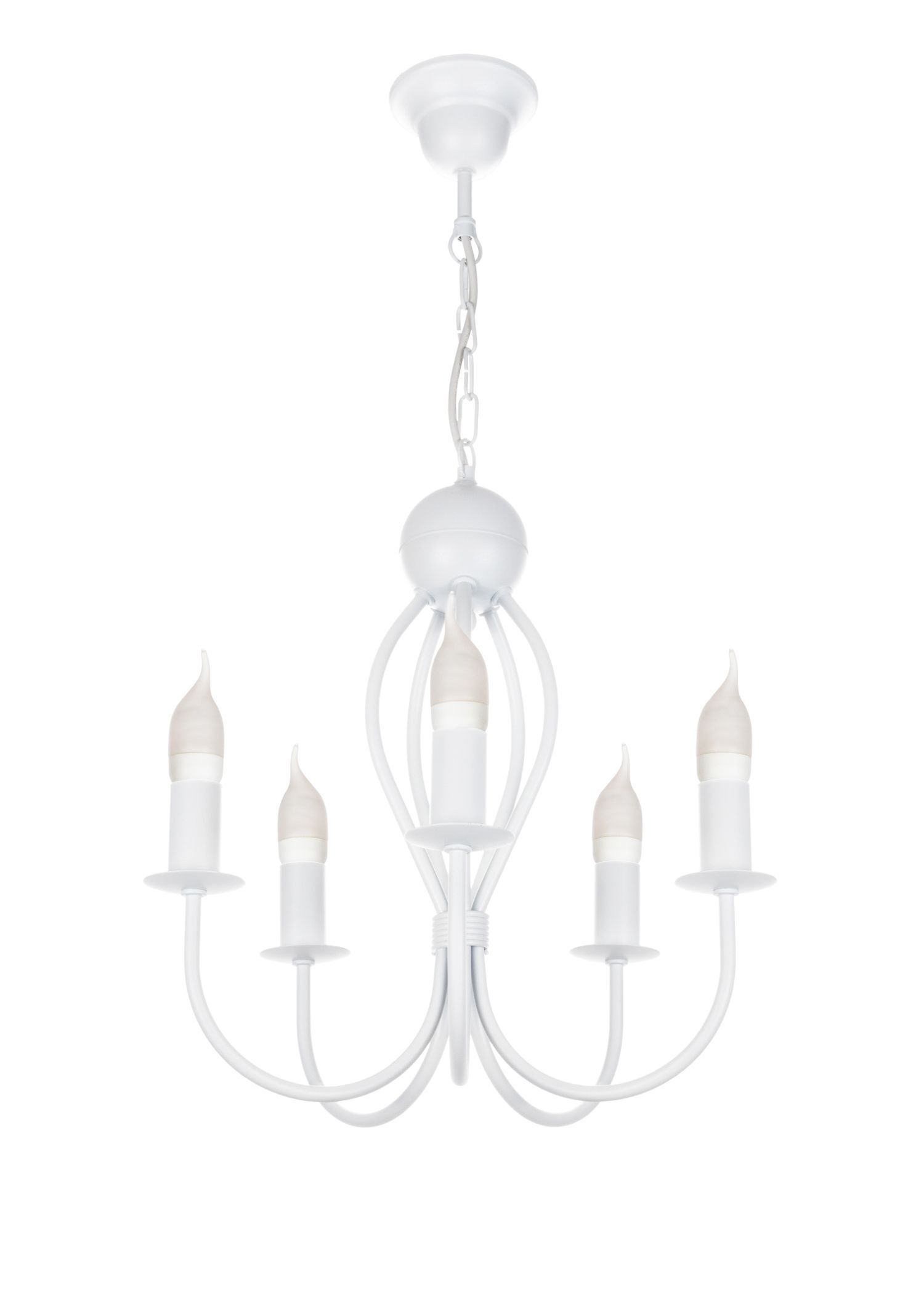 Lustre blanc métal 5 flammes E14 Classique