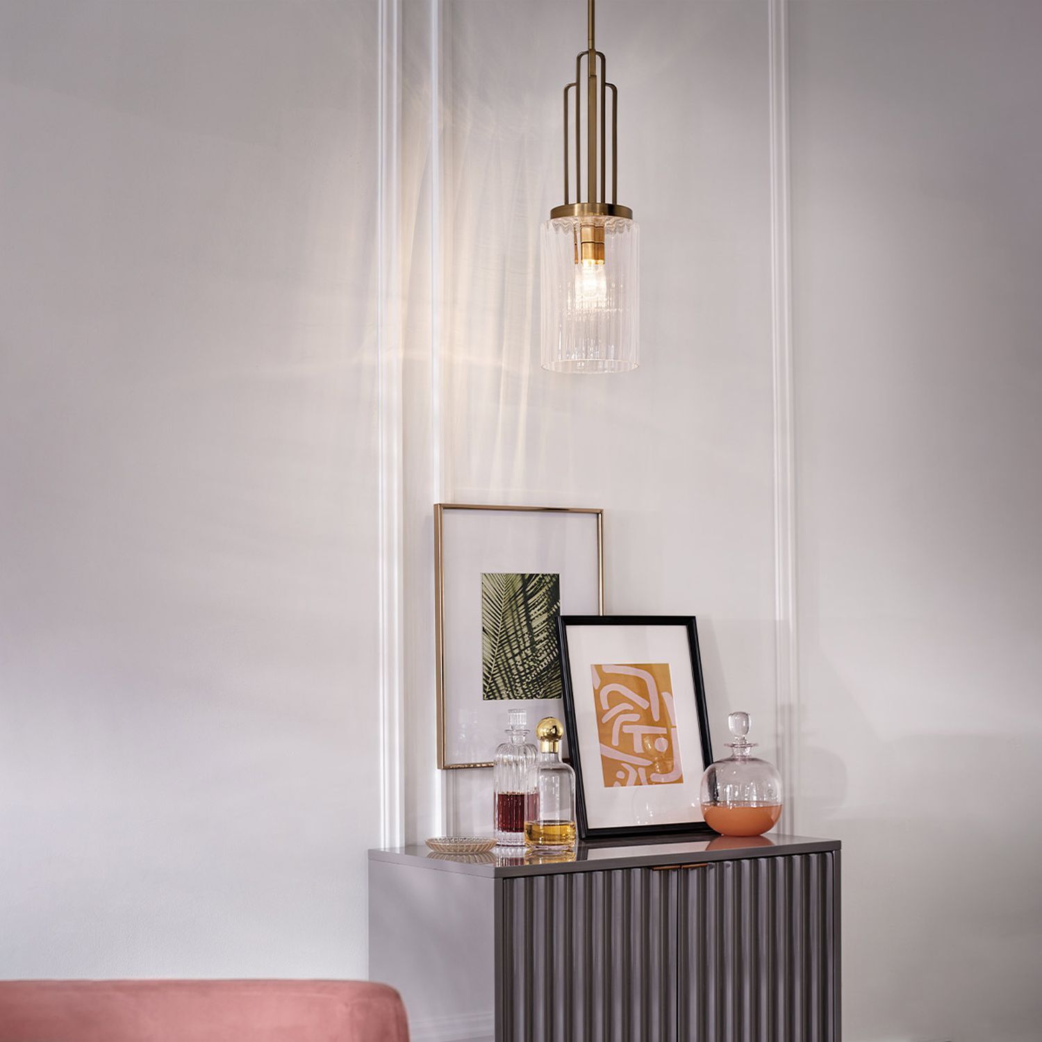 Lampe à suspendre verre métal E27 17,8 cm de large Art Déco