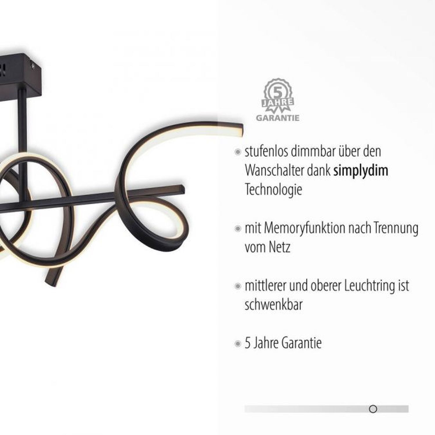 Plafonnier décoratif à LED noir 1300 lm L:82 cm