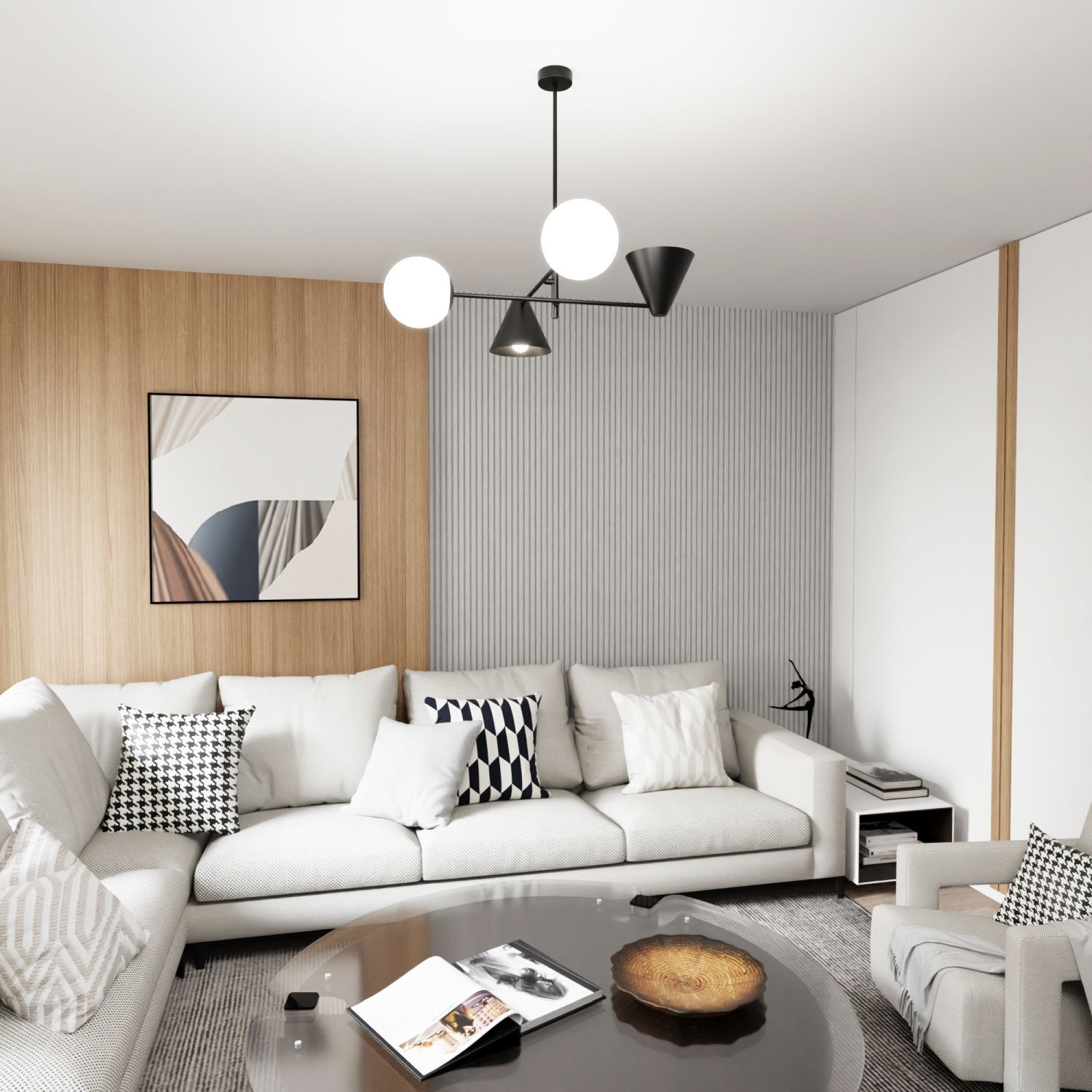 Plafonnier noir métal verre L:70 cm E14 faible éblouissement Dekoration für Zuhause, Wohnzimmer, Kissen, Couch, Innenarchitektur