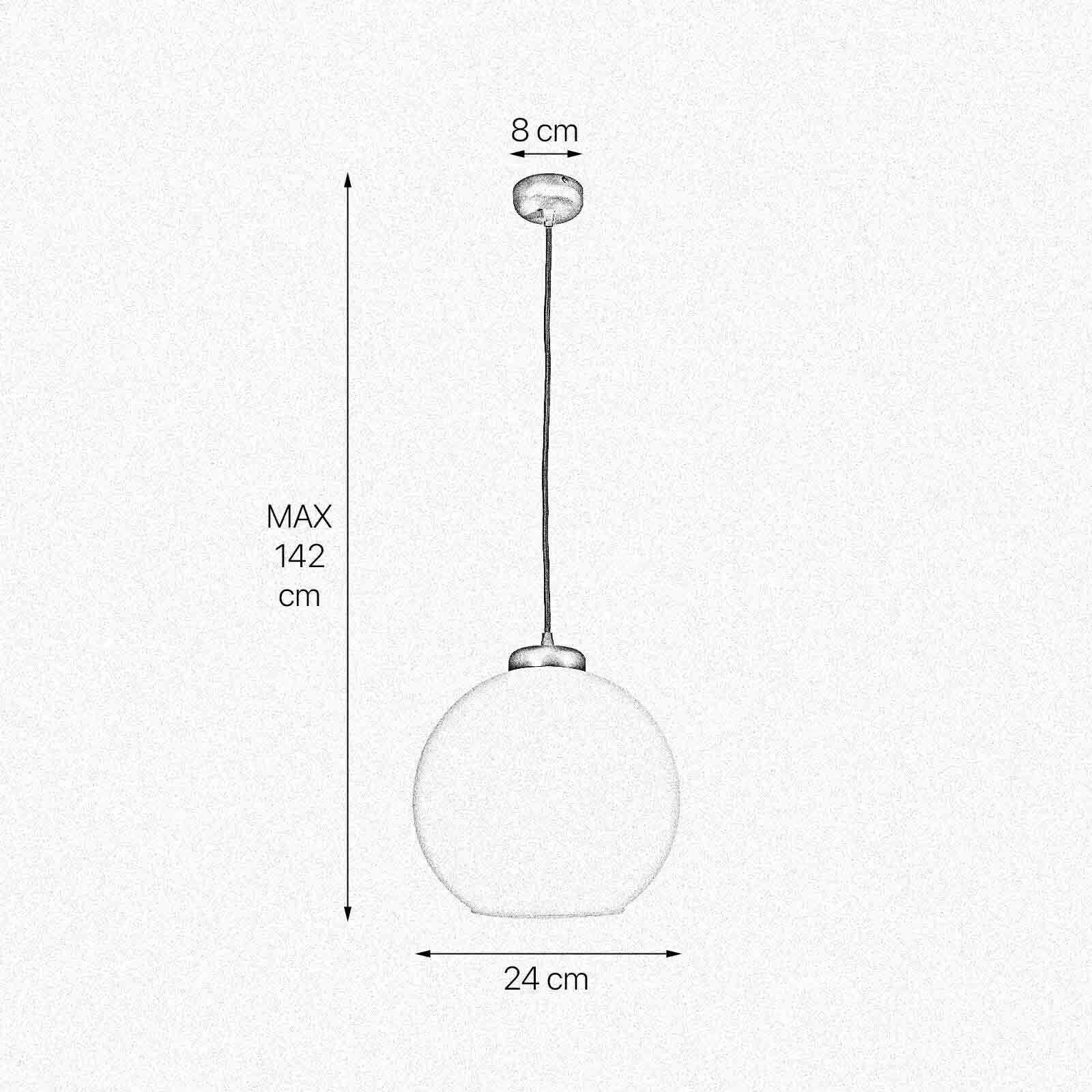 Suspension boule Ø 24 cm laiton verre E27 en bronze blanc