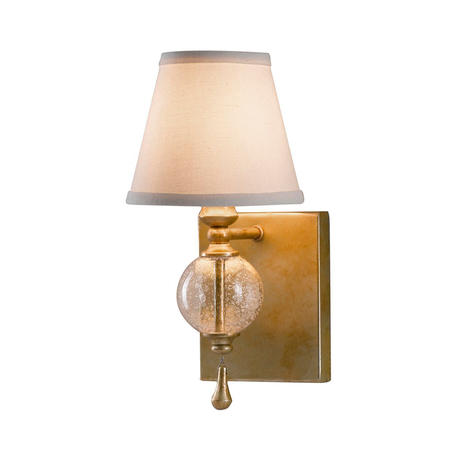 Wandleuchte Stoffschirm Creme Blattsilber antik PALLO Lampe, Lampenschirm, Tischlampe
