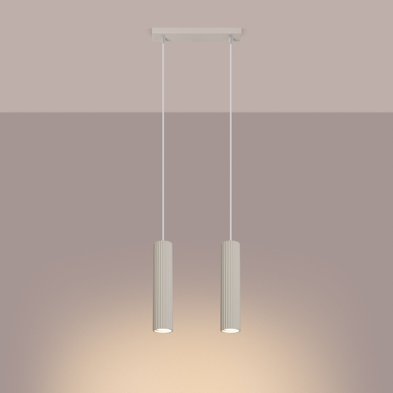 Lampe à suspendre à 2 flammes GU10 L : 30 cm étroite en crème Moderne