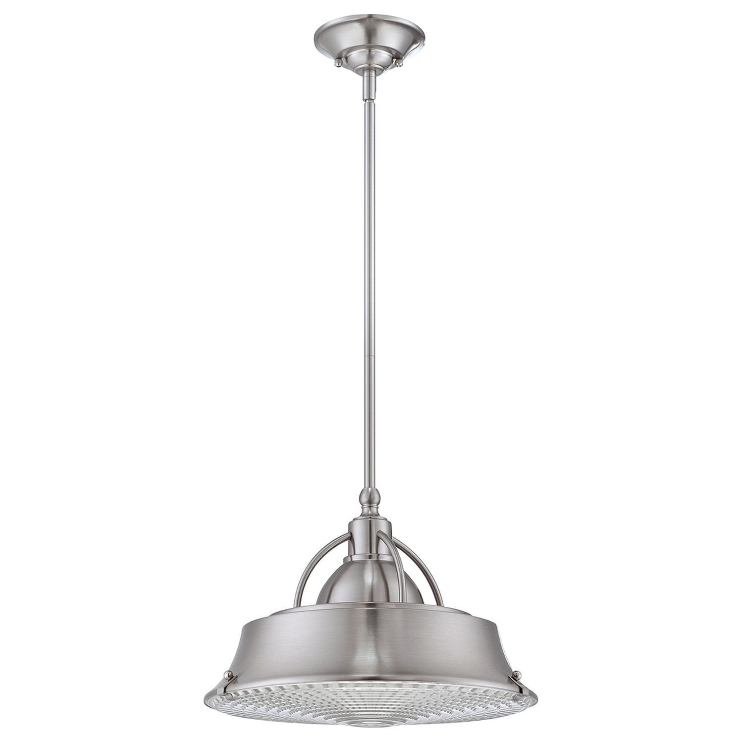 Plafonnier métal verre en nickel design industriel E27