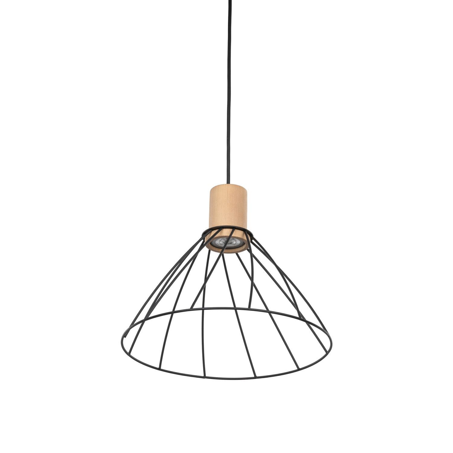 Lampe à suspendre fil de bois Ø 29,5 cm H : max. 165 cm réglable