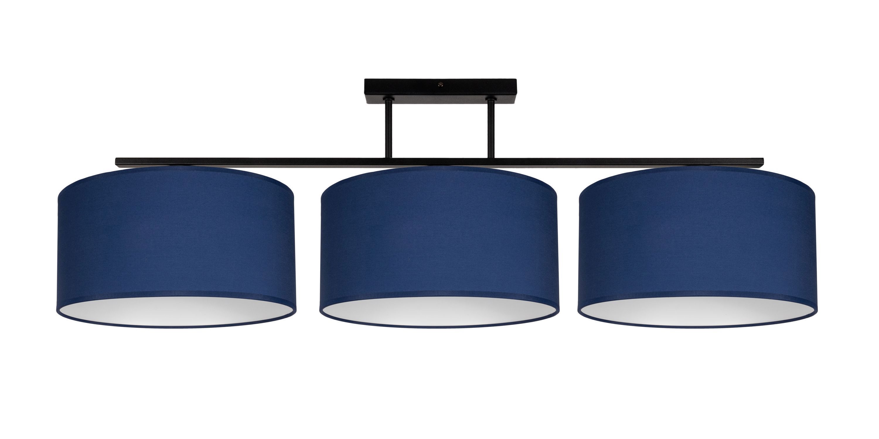 Plafonnier long Tissu Noir Bleu Blanc E27 100 cm Leuchte, Deckenleuchte, Lampe