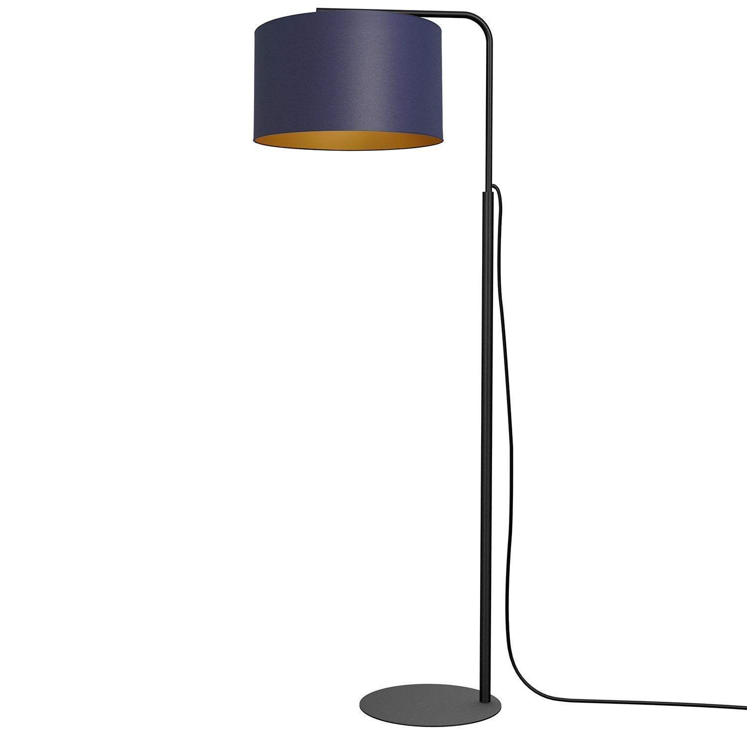 Lampadaire petit métal tissu 151 cm E27 bleu or