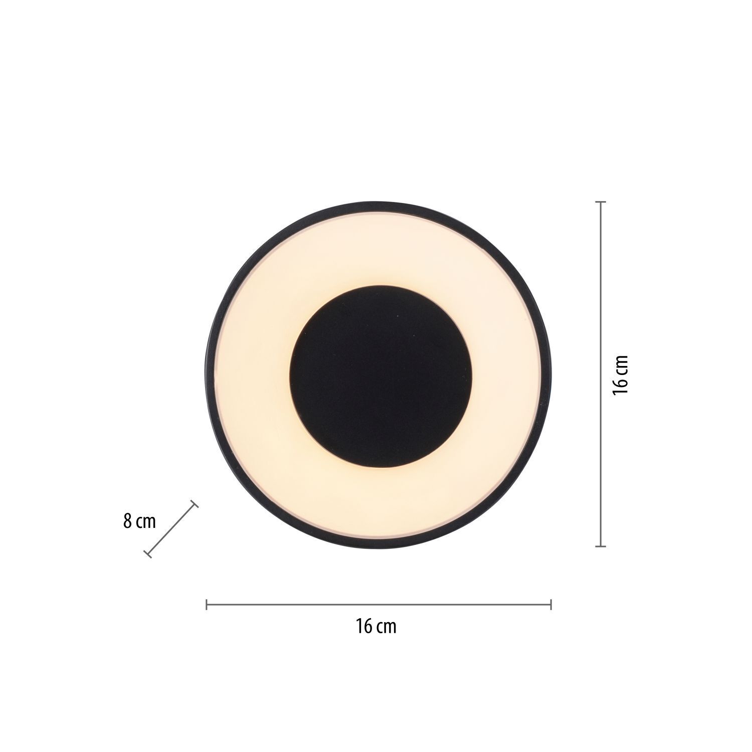 Lampe de plafonnier ronde LED noire Ø16 cm 1500 lm dimmable