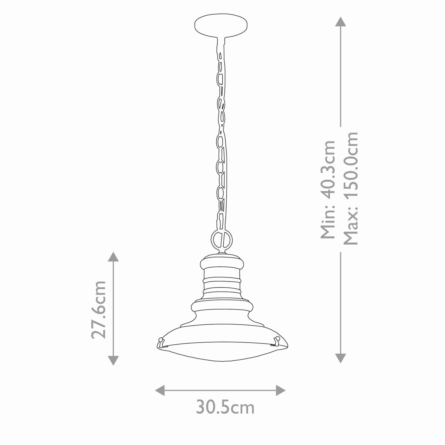 Lampe d'extérieur IP44 D : 30,5 cm E27 en laiton antique vintage