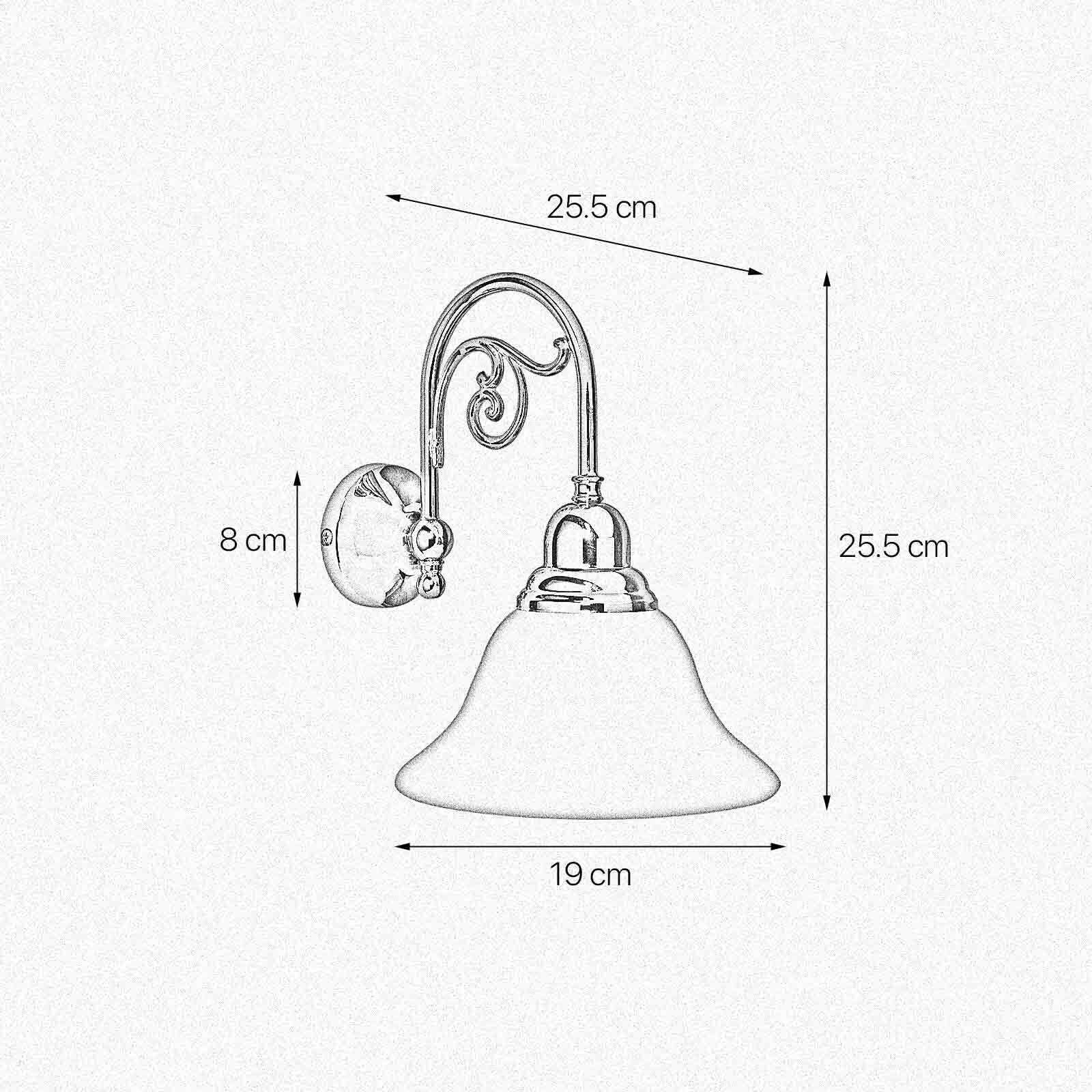 Wandleuchte Glas Messing H: 25,5 cm E14 Jugendstil Sinken, Waschbeckenhahn