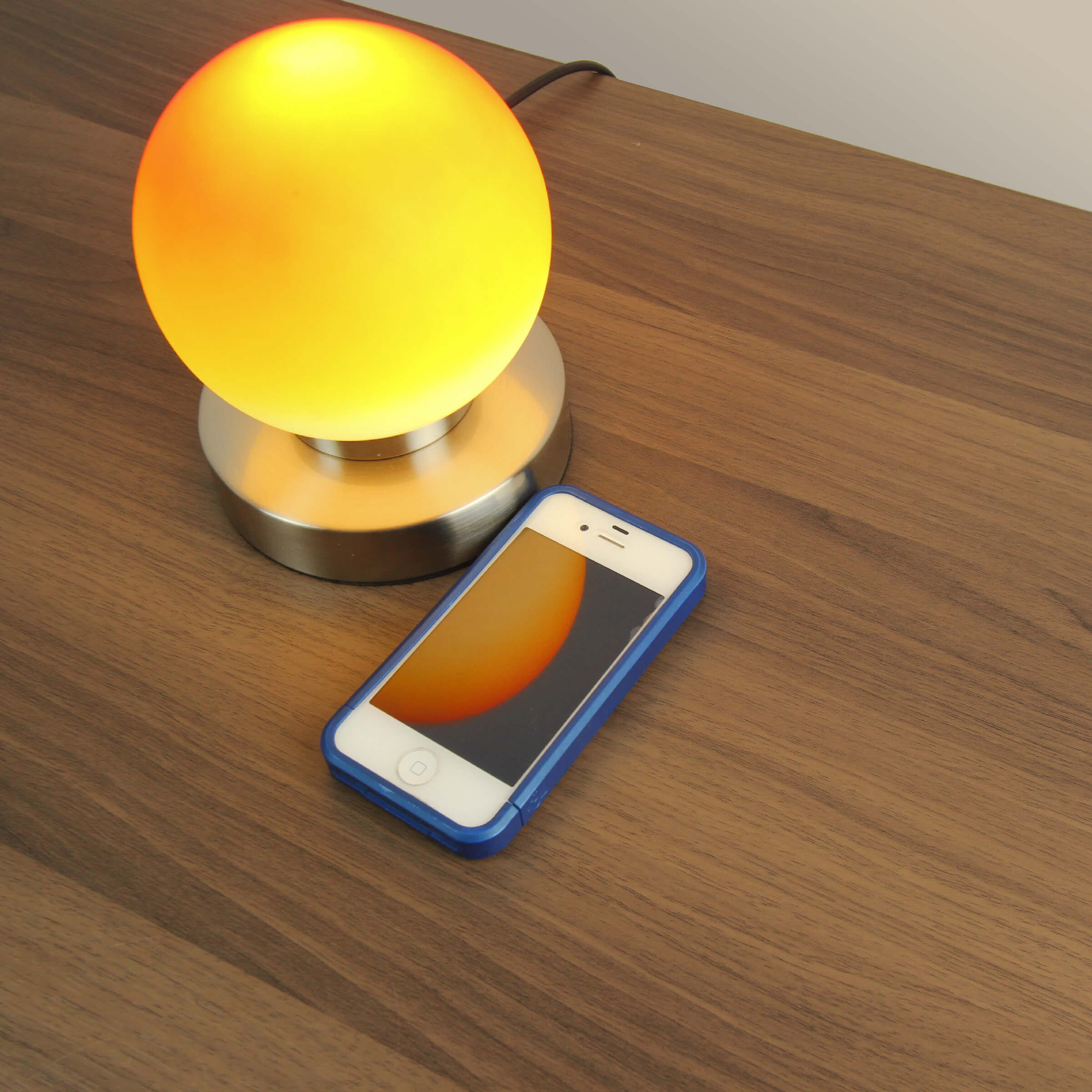 Lampe de table ronde moderne tactile E14 PRINZ Touch Orange