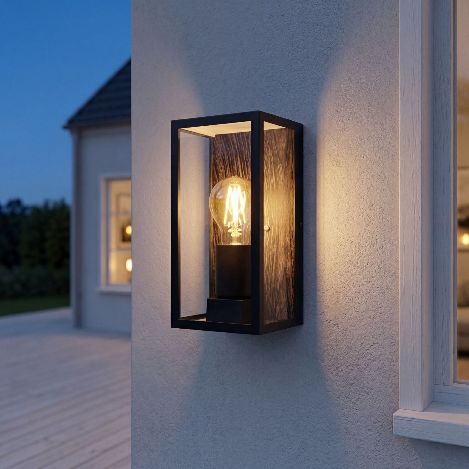 Lampe d'extérieur Vintage Noir Bois L:11,5 cm IP44 E27