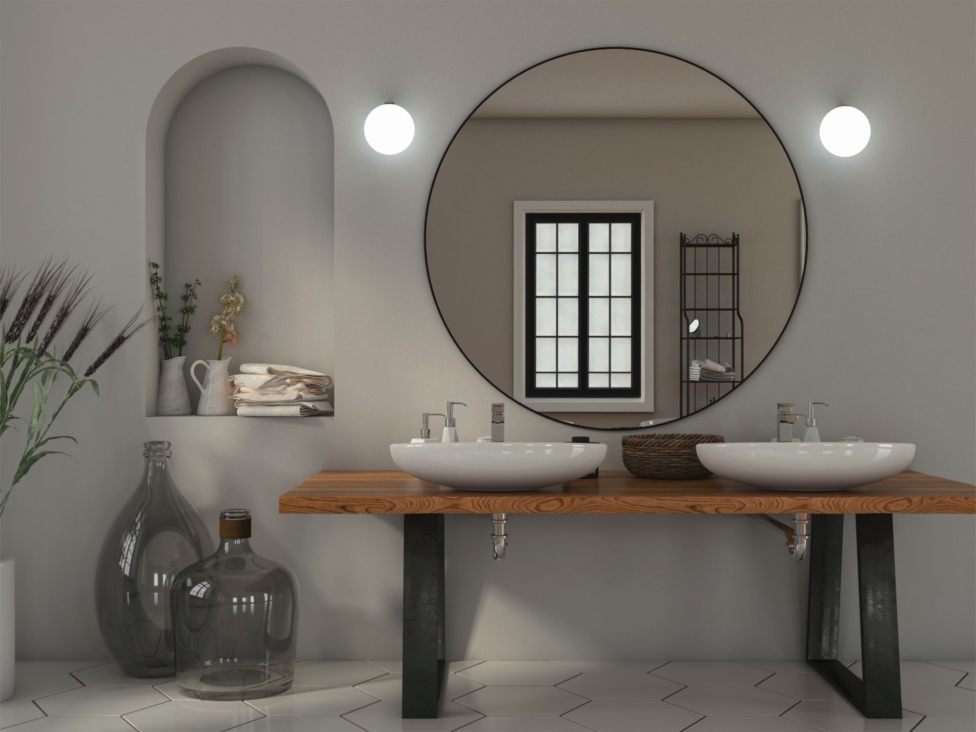 Applique salle de bain en laiton blanc IP44 G9 verre métal