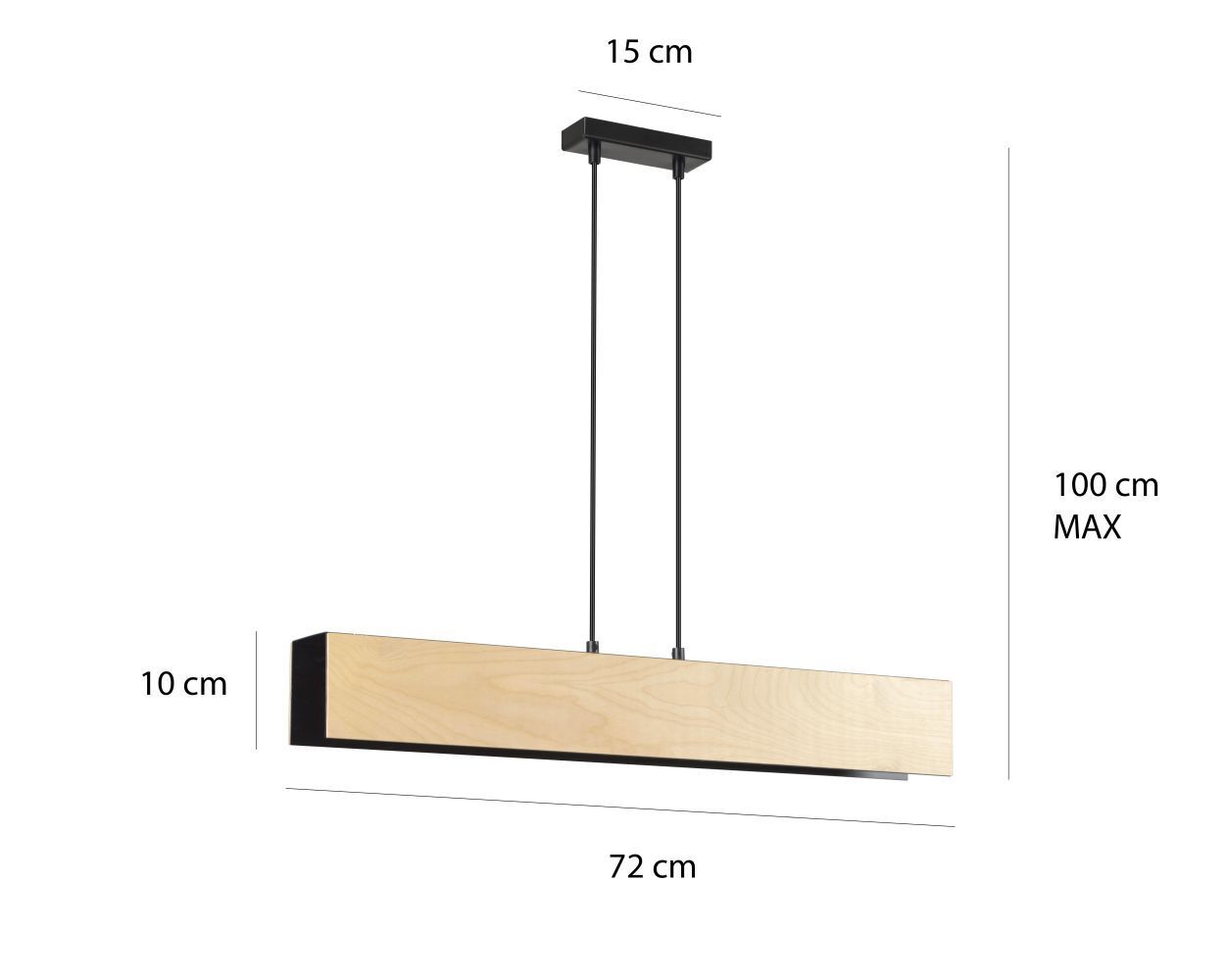Lampe à suspendre réglable bois métal Scandinave 3x E27