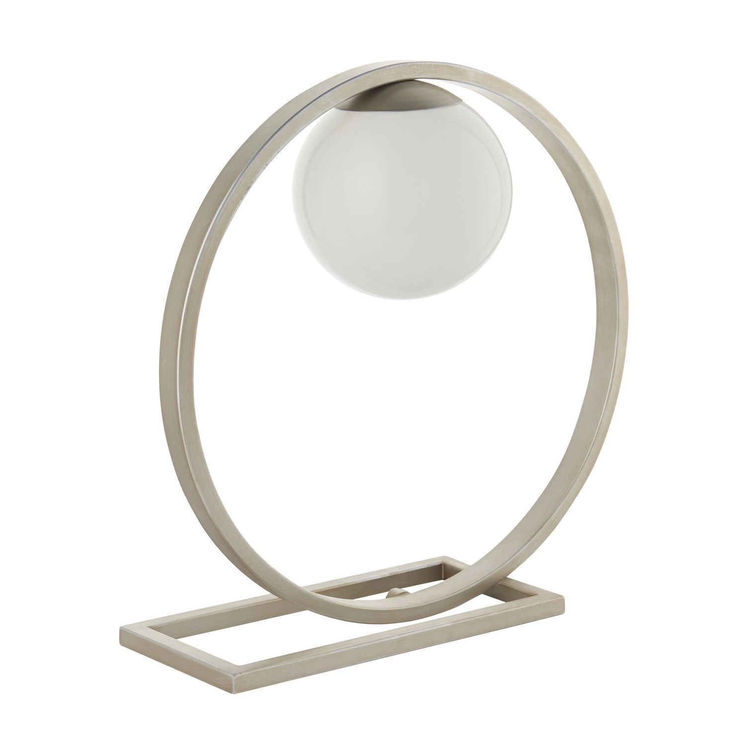 Lampe de table métal verre H : 32,2 cm en argent blanc G9