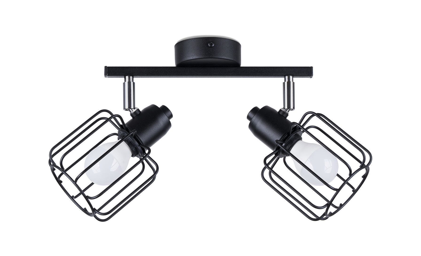 Projecteur de plafond noir orientable 2 flammes E14 Retro